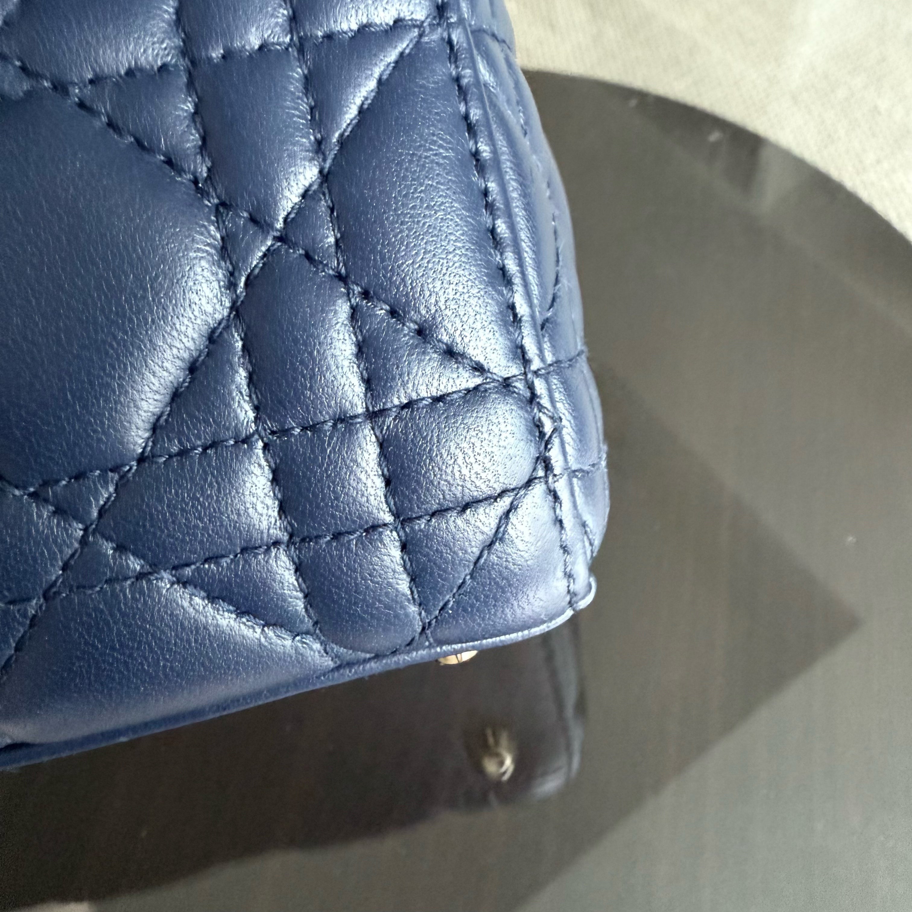 Dior Lady Mini - Cannage Lambskin Dark Blue Gold Hardware Adjustable Strap