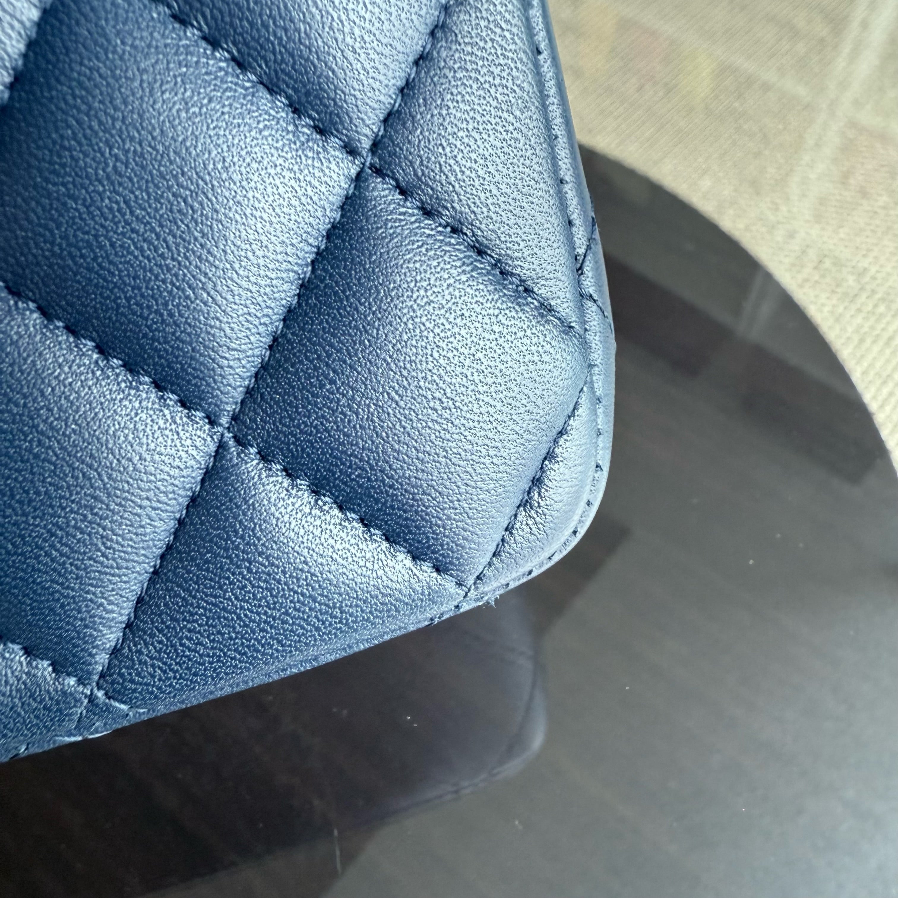 Chanel Classic Flap Medium - 25CM Quilted Lambskin Midnight Blue Silver Hardware Series 22