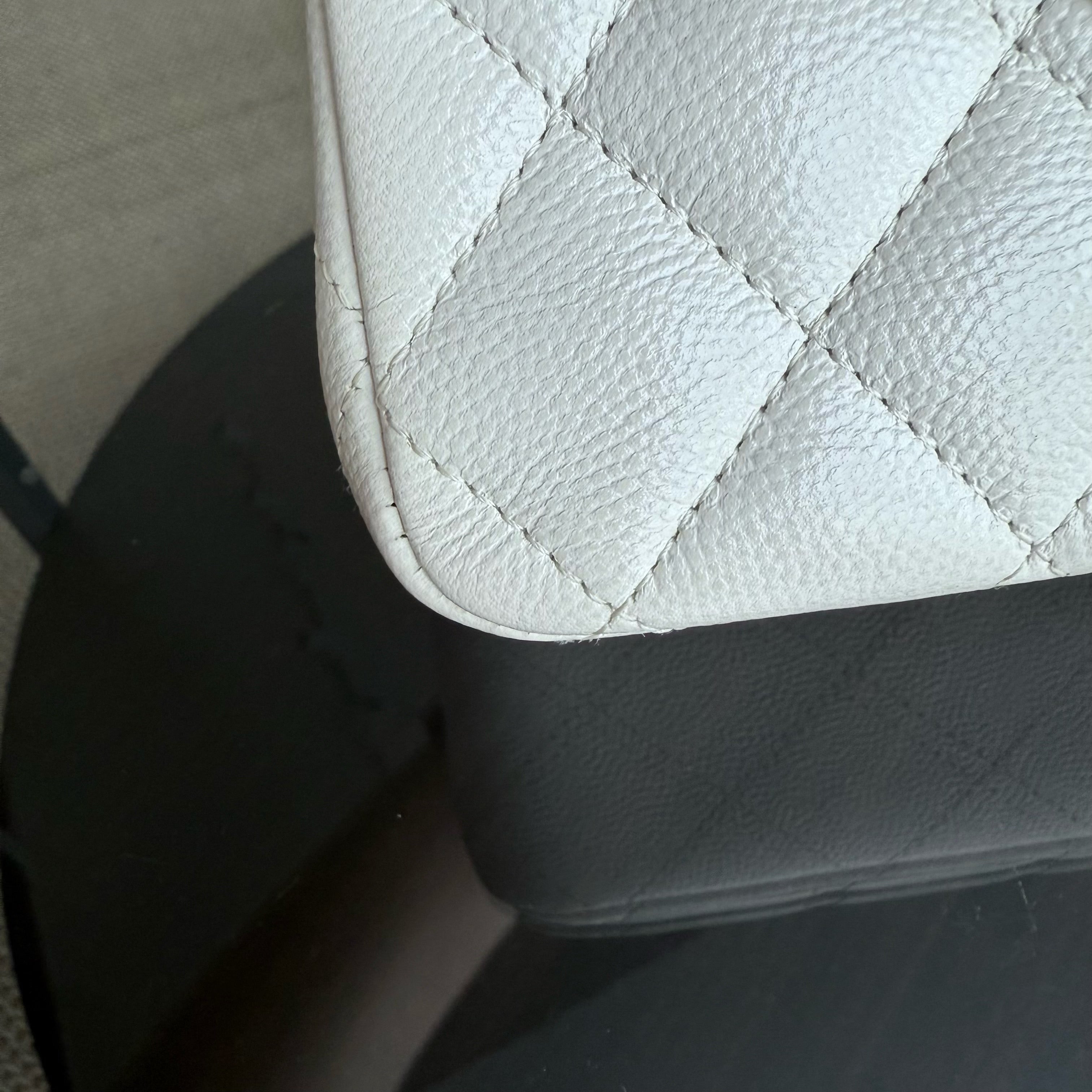 Chanel Classic Flap Medium - 25CM Quilted Caviar White Gold Hardware Series 26