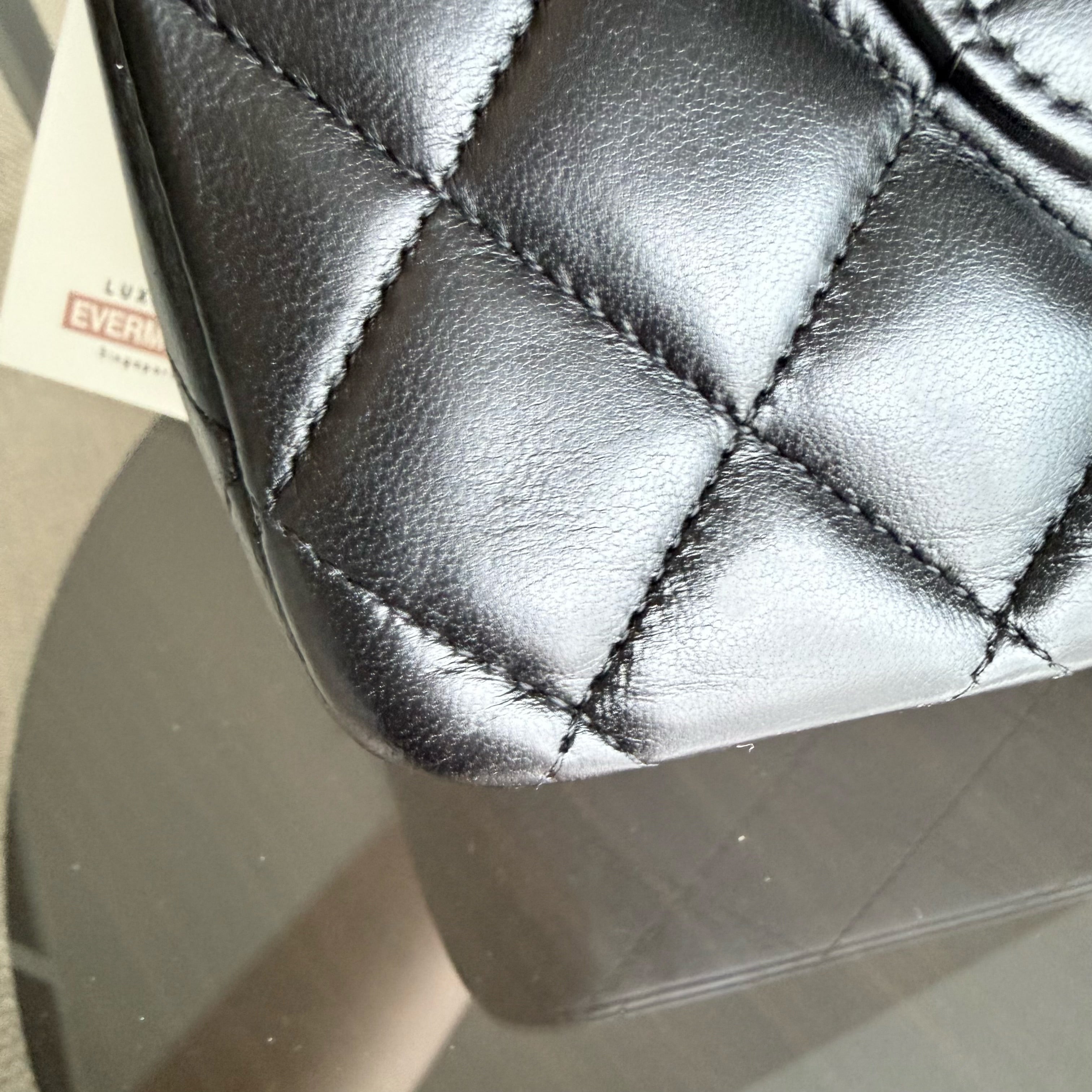 Chanel Classic Flap Medium - 25CM Quilted Lambskin Black Silver Hardware Series 12