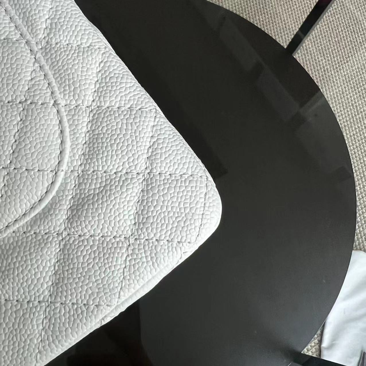 Chanel Classic Flap Medium - Caviar Calfskin White Silver Hardware Series 12