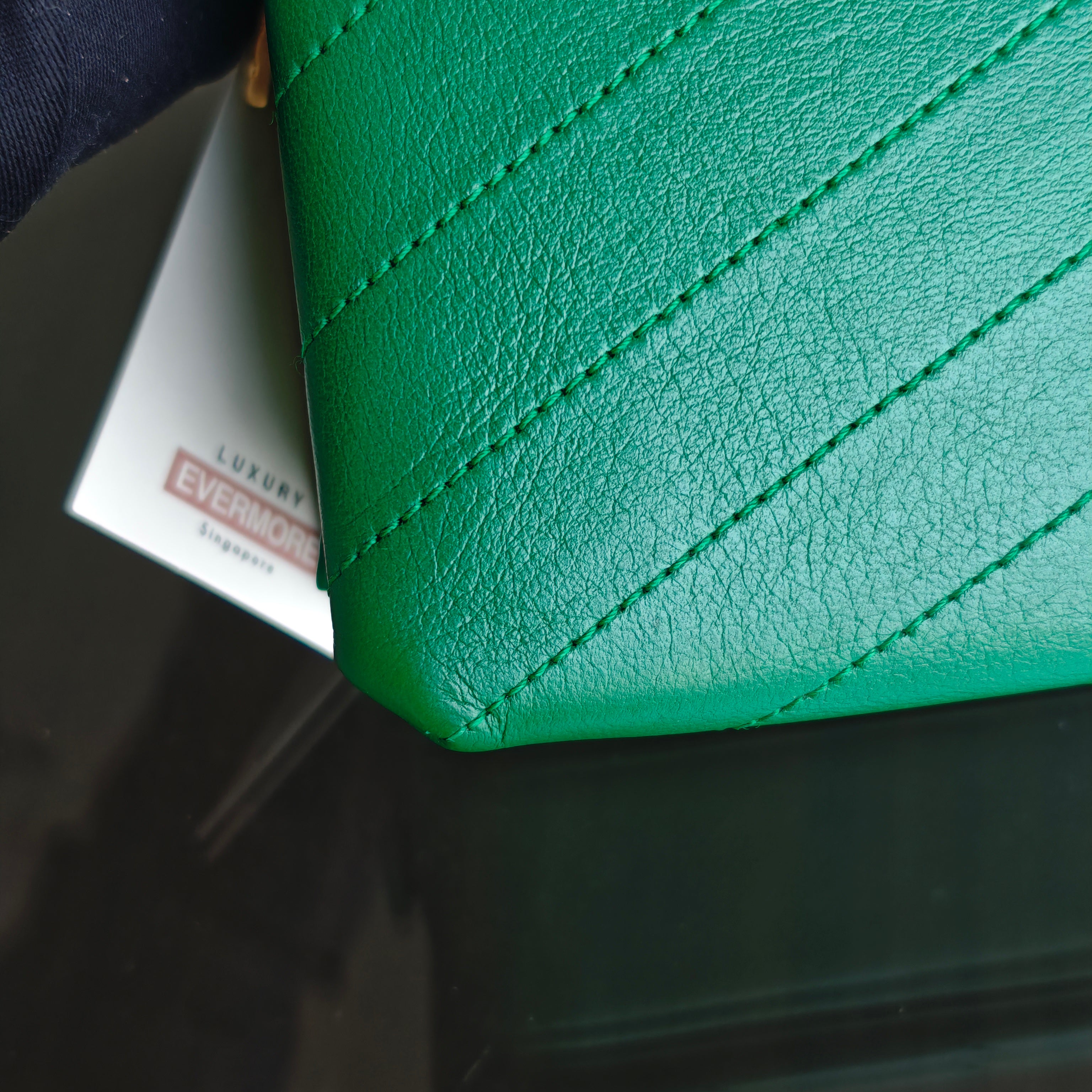 Chanel Coco Chevron Bag - Calfskin Green Gold Hardware Series 25