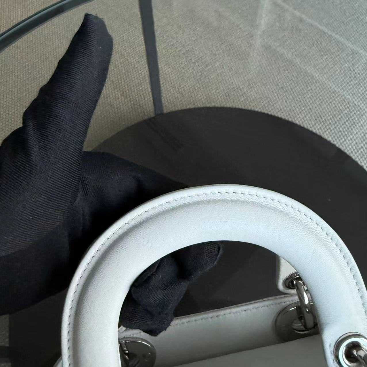 Dior Lady Mini Cannage Lambskin White Silver Hardware