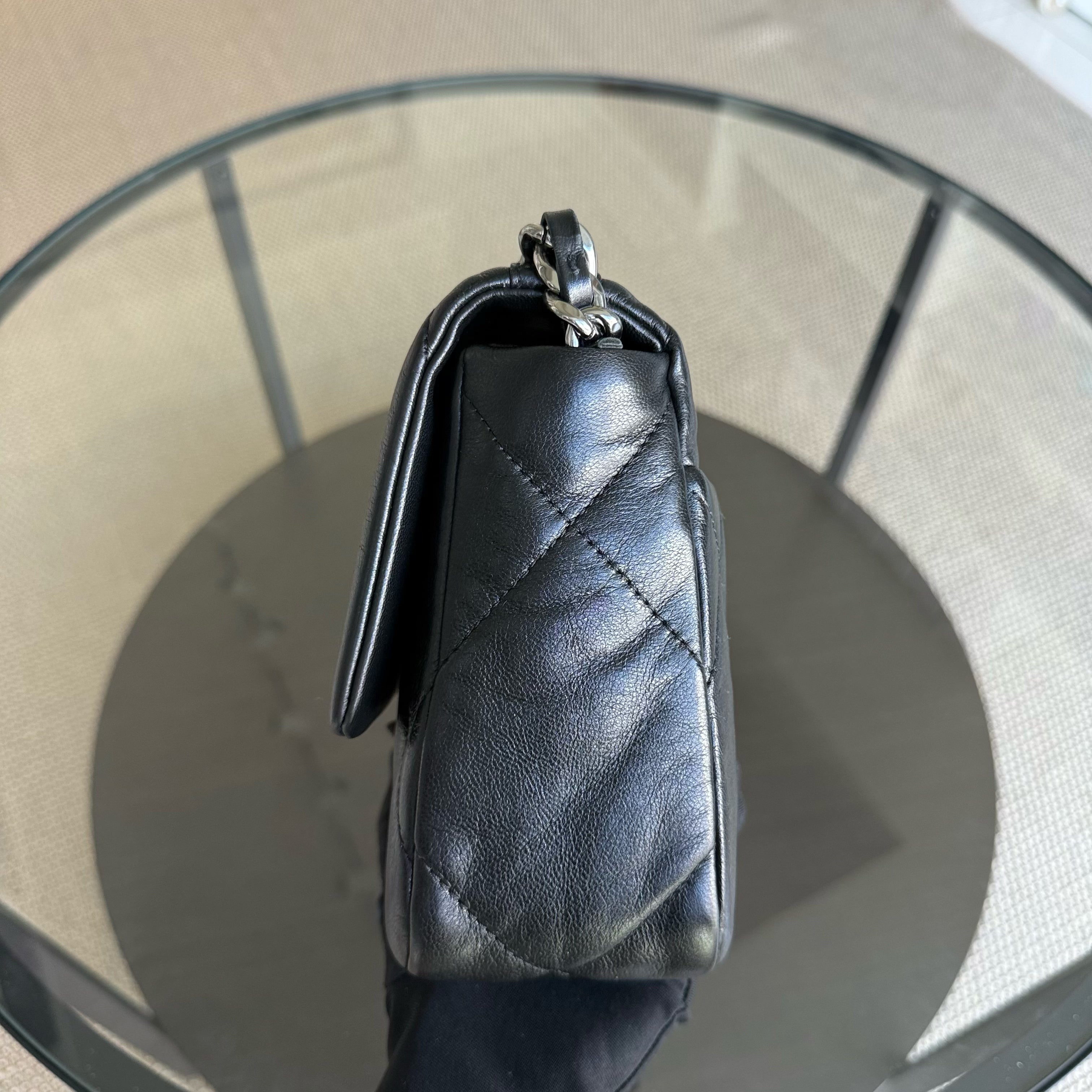 Chanel 19 Bag Small C19 - Quilted Goatskin Black Gold Two-tone Hardware Series 30