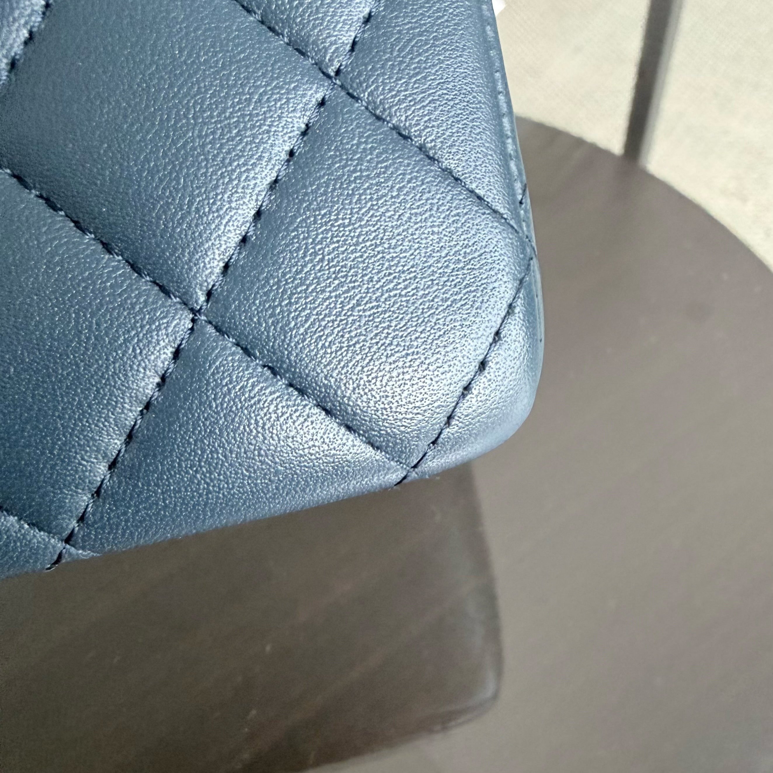 Chanel Classic Flap Medium - 25CM Quilted Lambskin Blue Gold Hardware Series 23