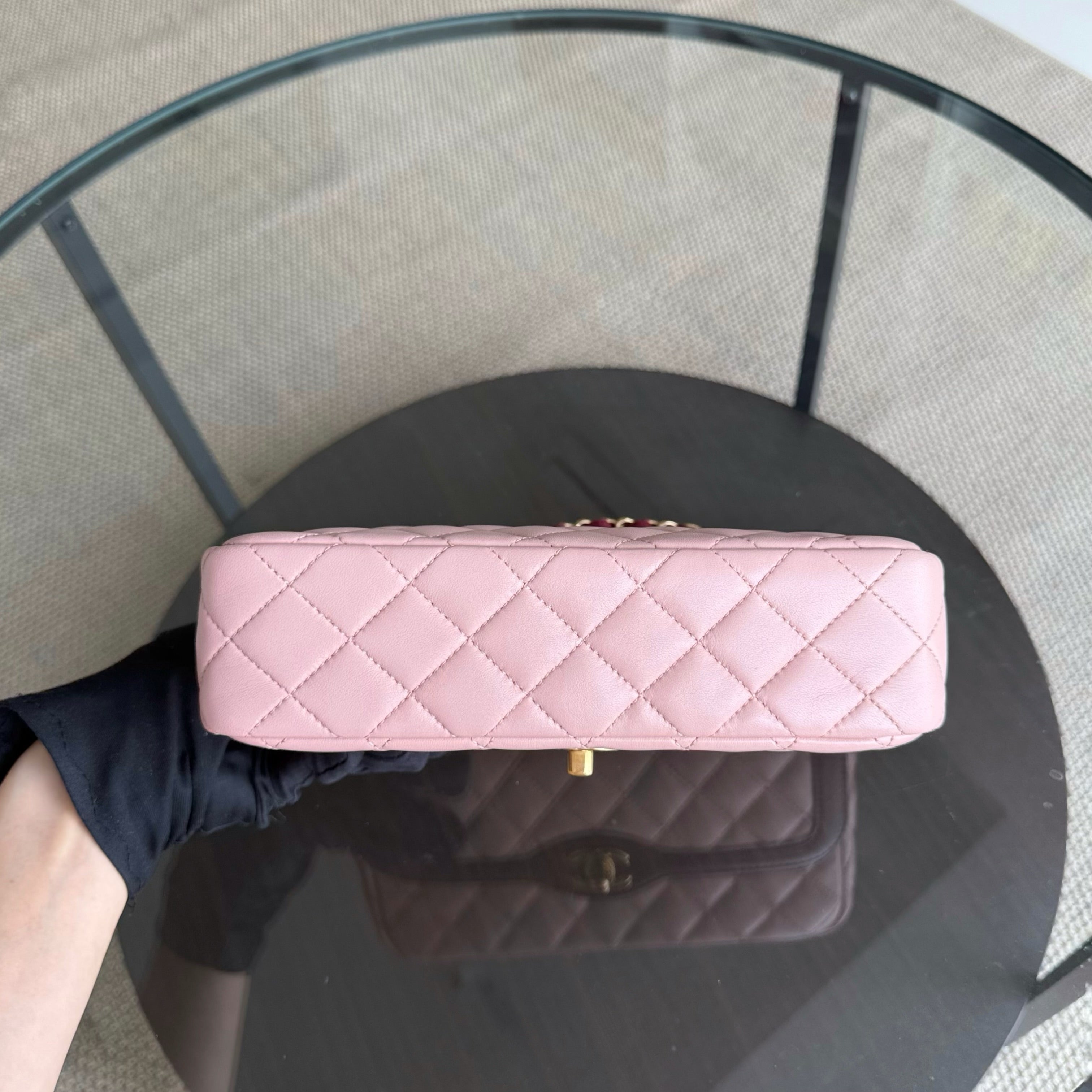 Chanel Seasonal Two-tone Flap Small - Quilted Lambskin Pink Burgundy Gold Hardware Series 23