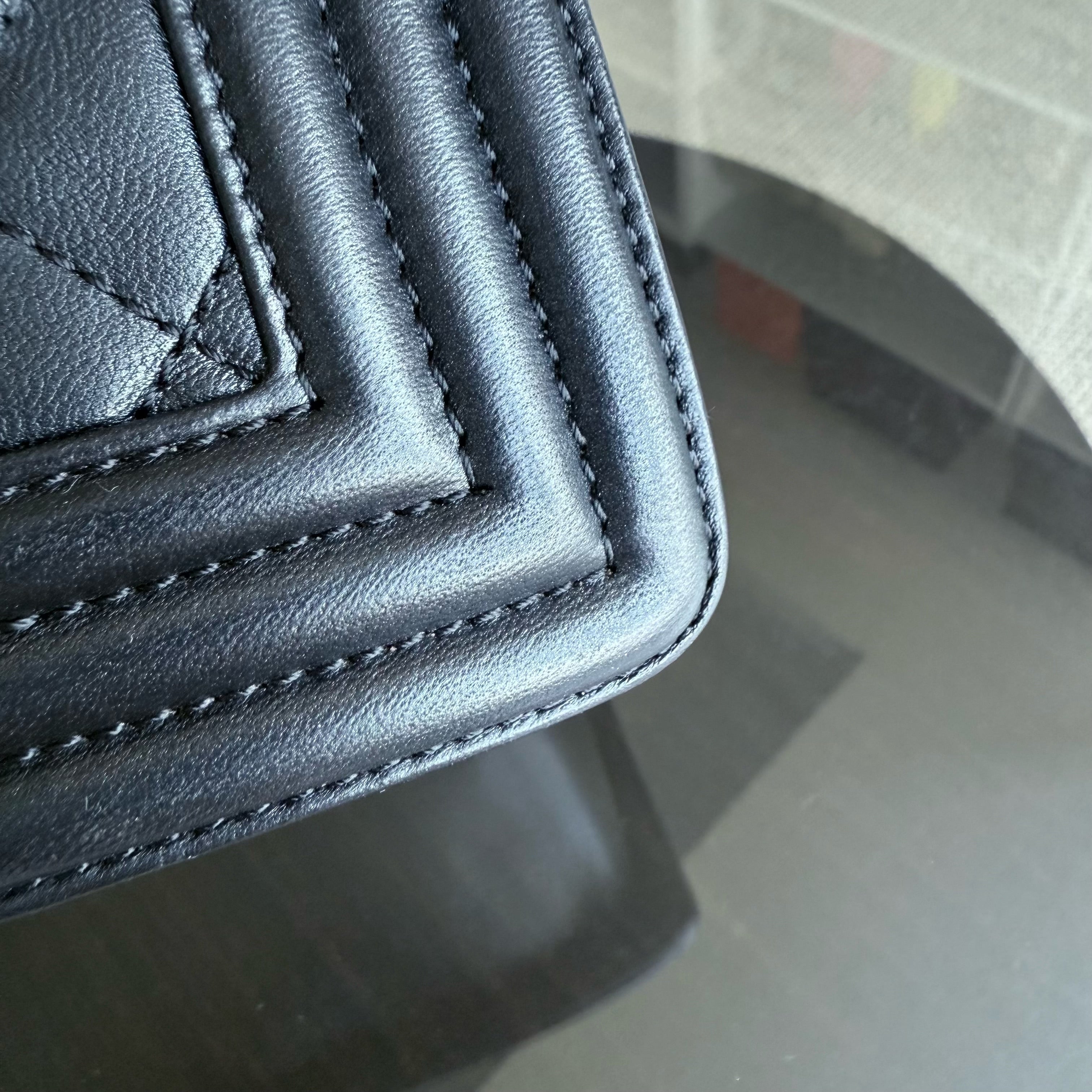 Chanel Boy New Medium - 28CM Quilted Lambskin Black Gold Hardware Series 26