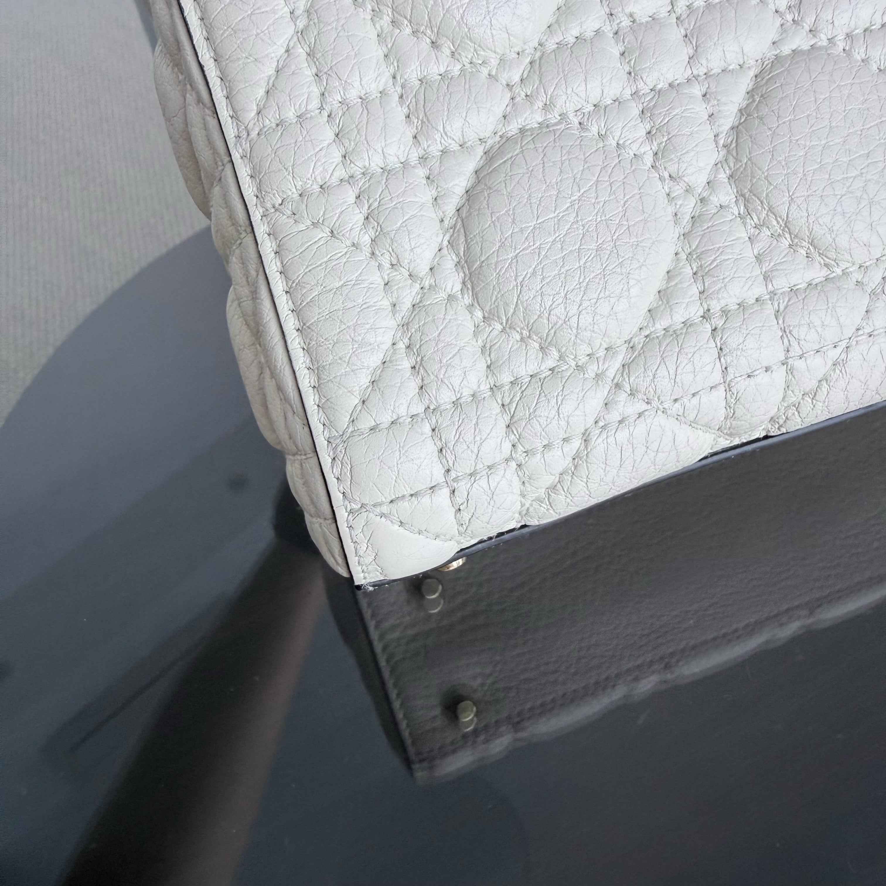 Dior Lady Mini - Cannage Grained Calfskin White Gold Hardware