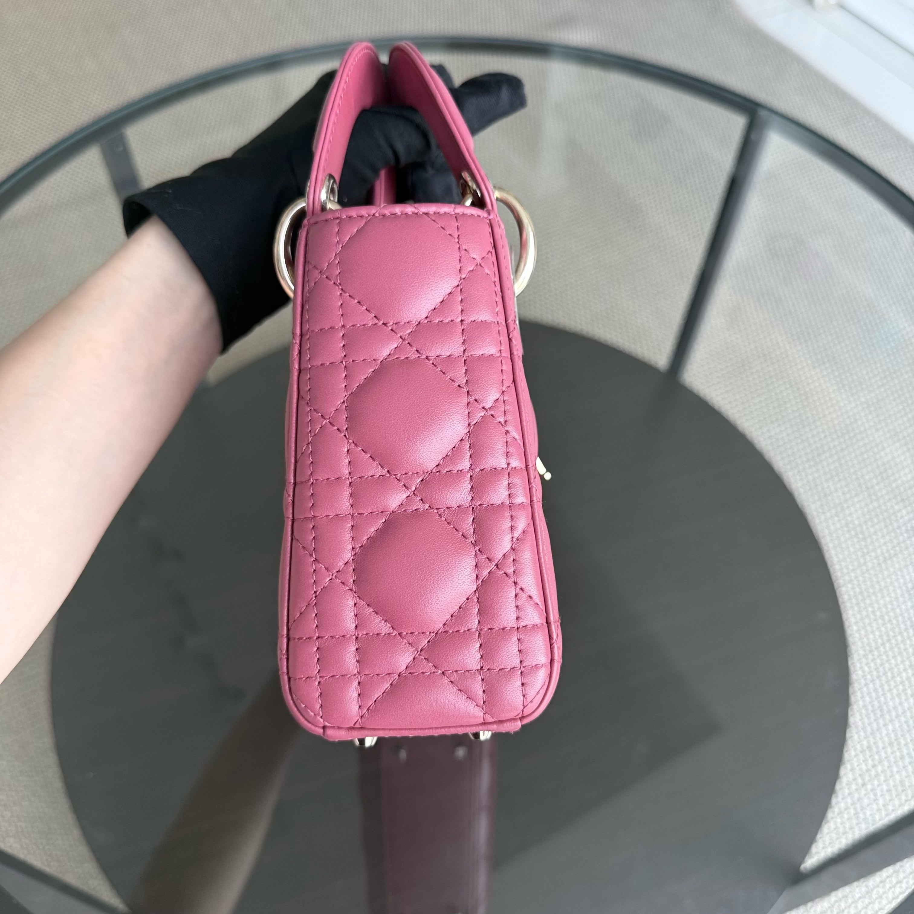 Dior Lady Mini - New Version All Pink Cannage Flap Bag Gold Hardware