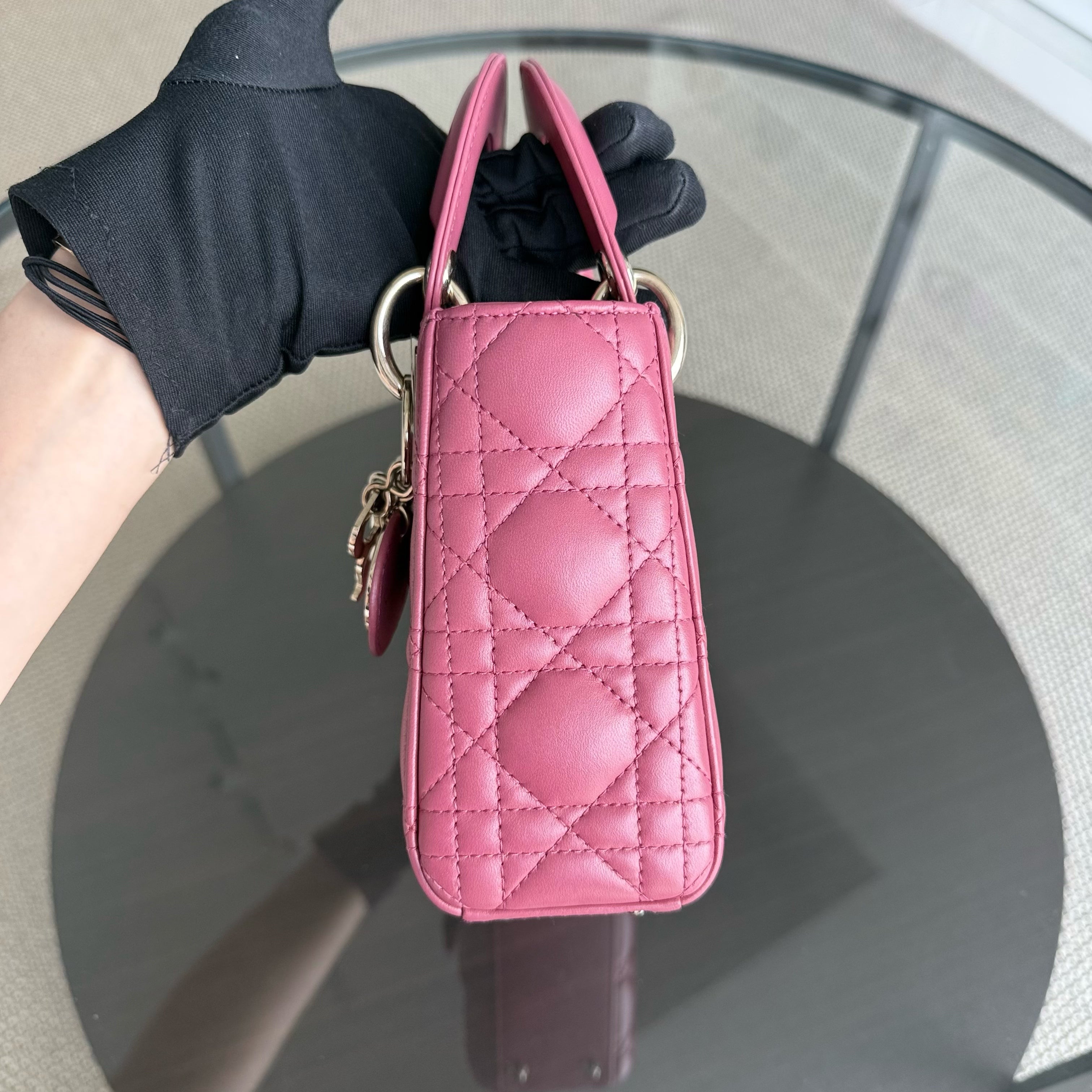 Dior Lady Mini - New Version All Pink Cannage Flap Bag Gold Hardware