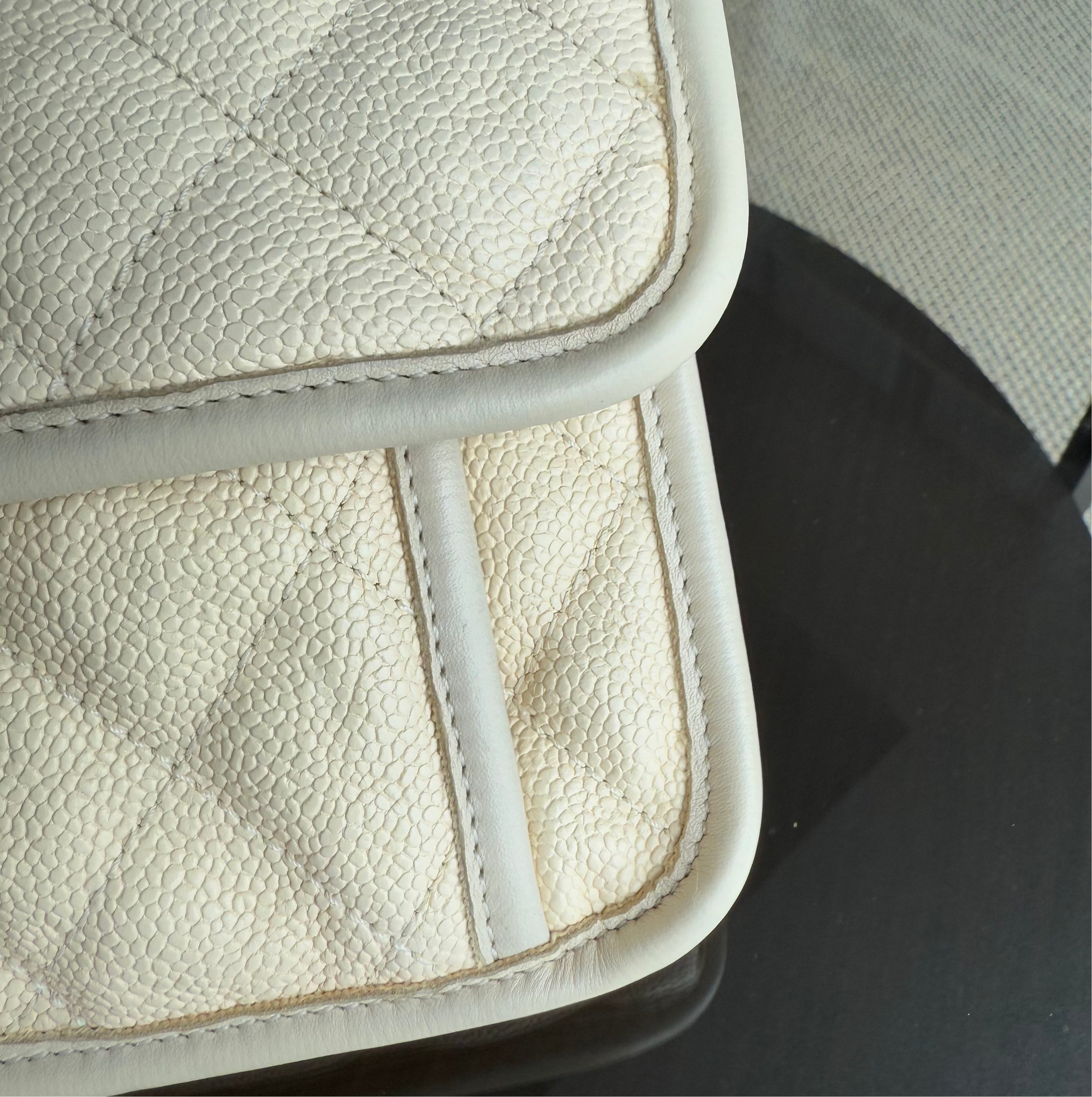 Chanel French Riviera - Caviar 29CM Quilted Cream Silver Hardware Series 15