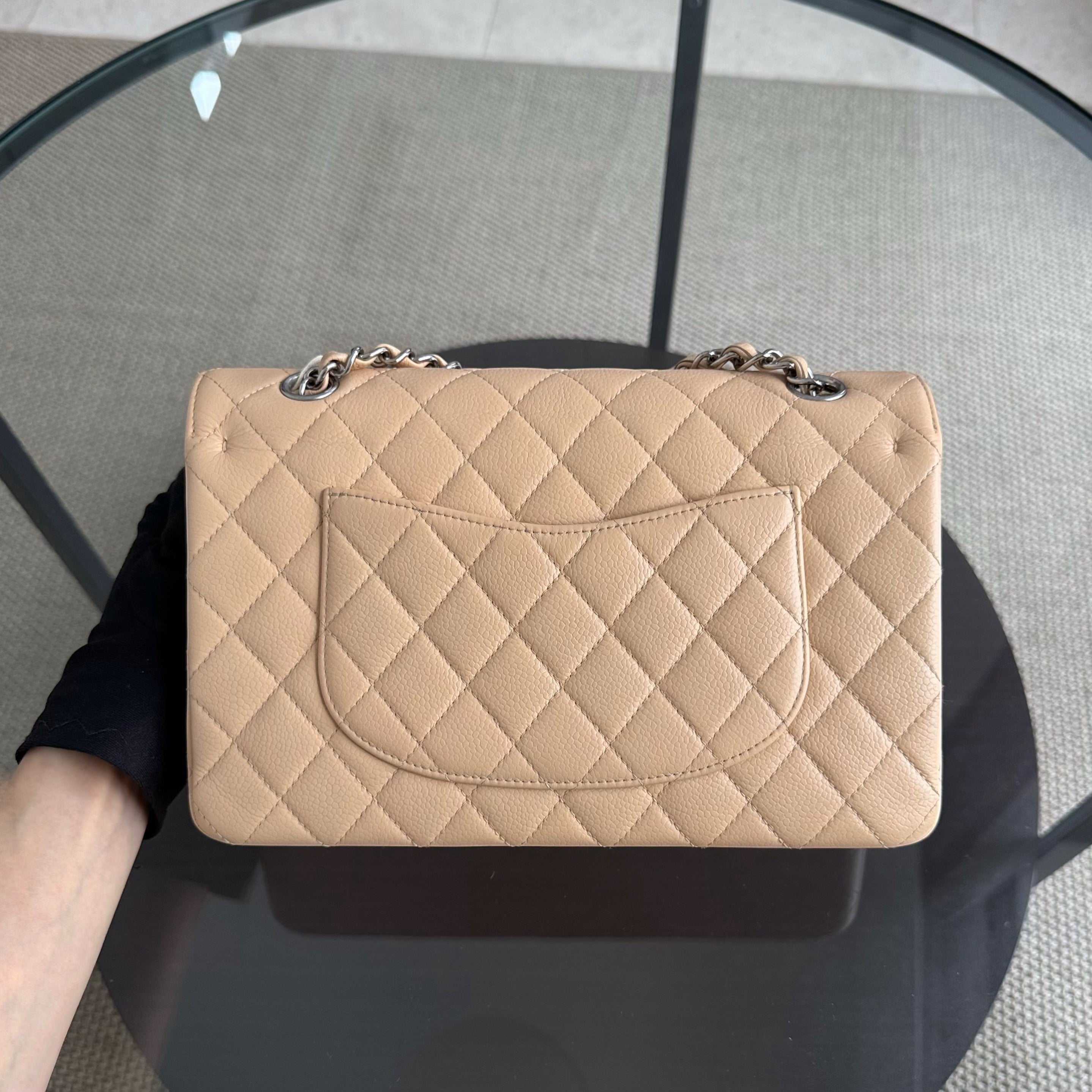 Chanel Classic Flap Medium - Caviar 25CM Quilted Beige Silver Hardware Series 13