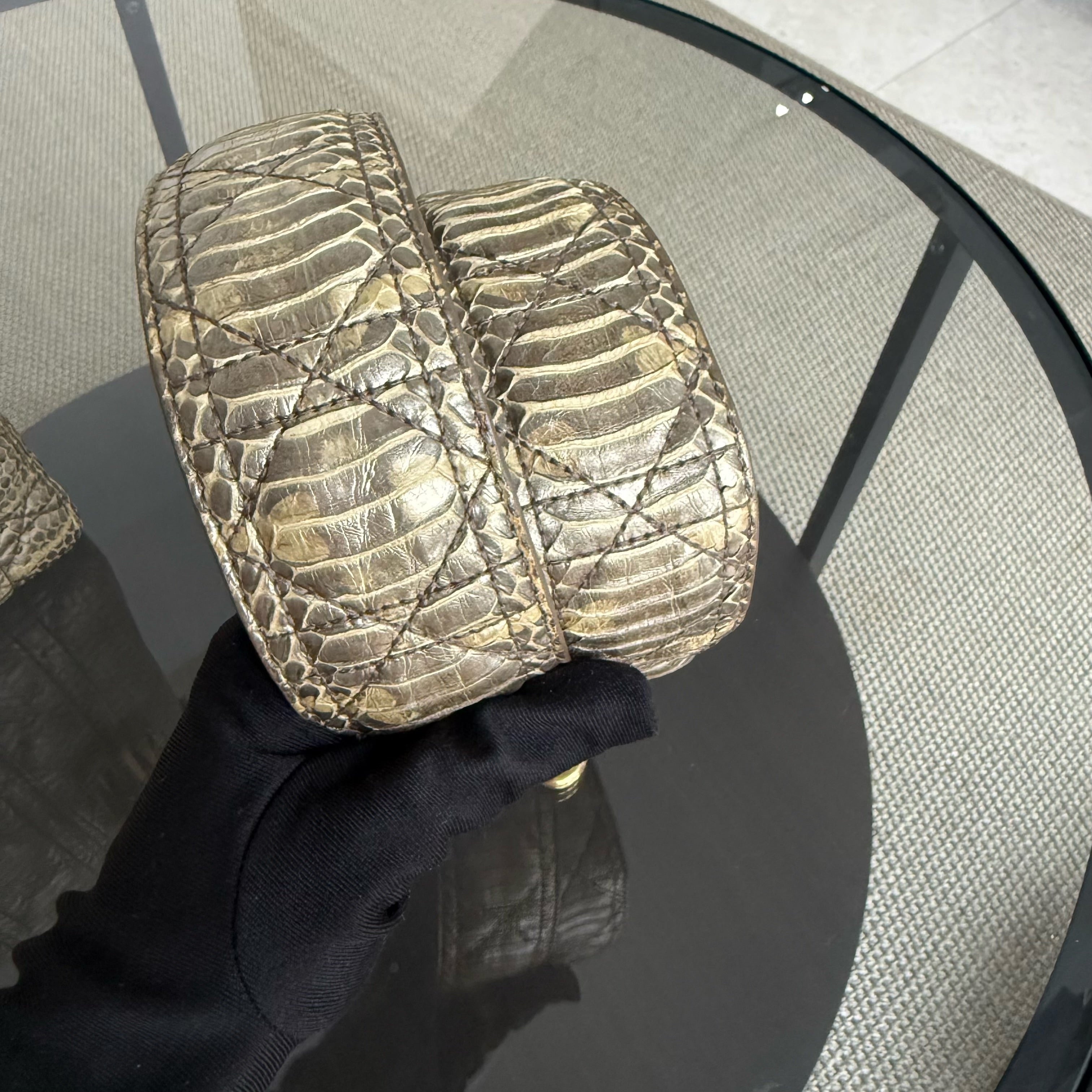 Dior Lady Small Flap - Cannage Gold Python Gold Hardware
