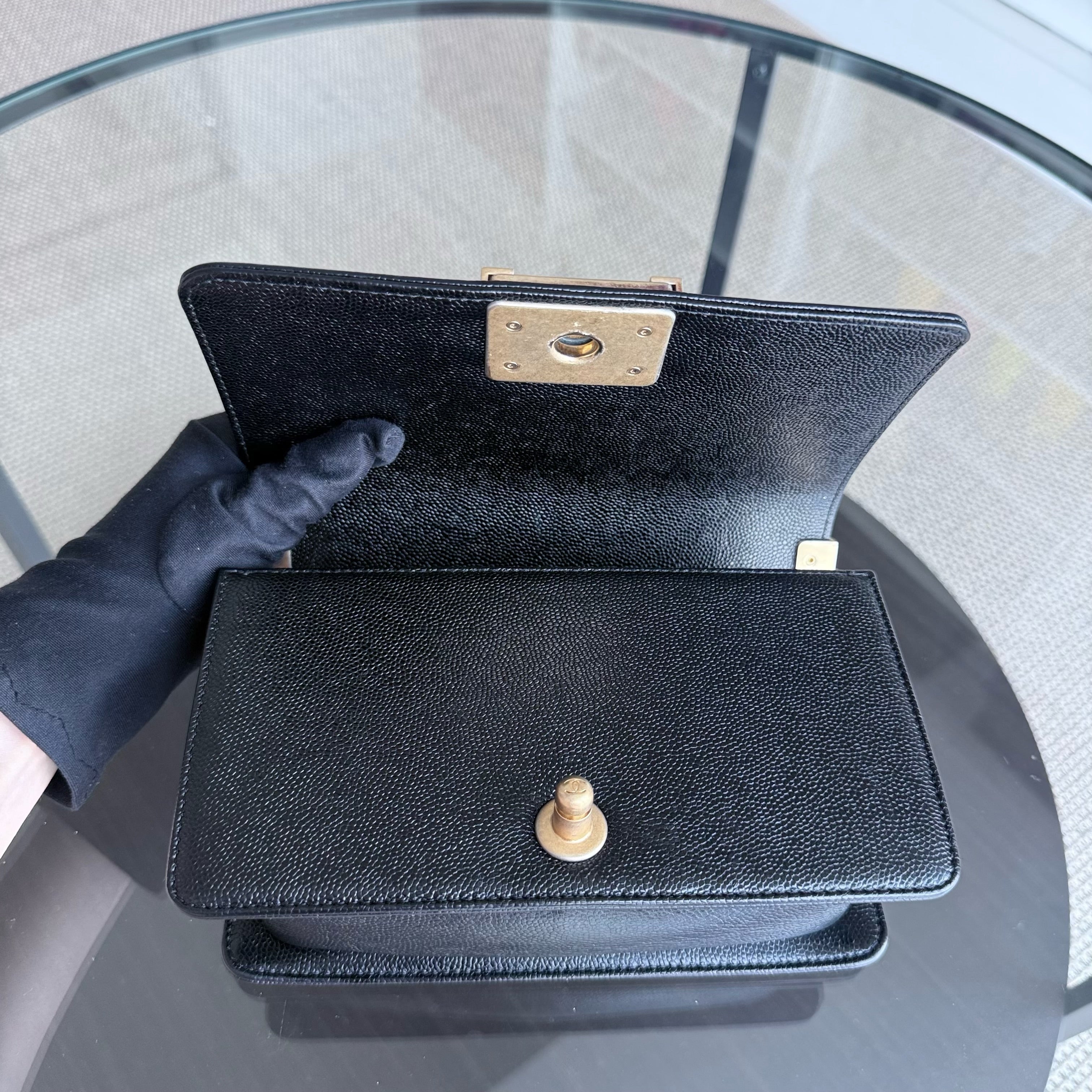 Chanel Boy Small - Caviar 20CM Quilted Black Gold Hardware Series 24