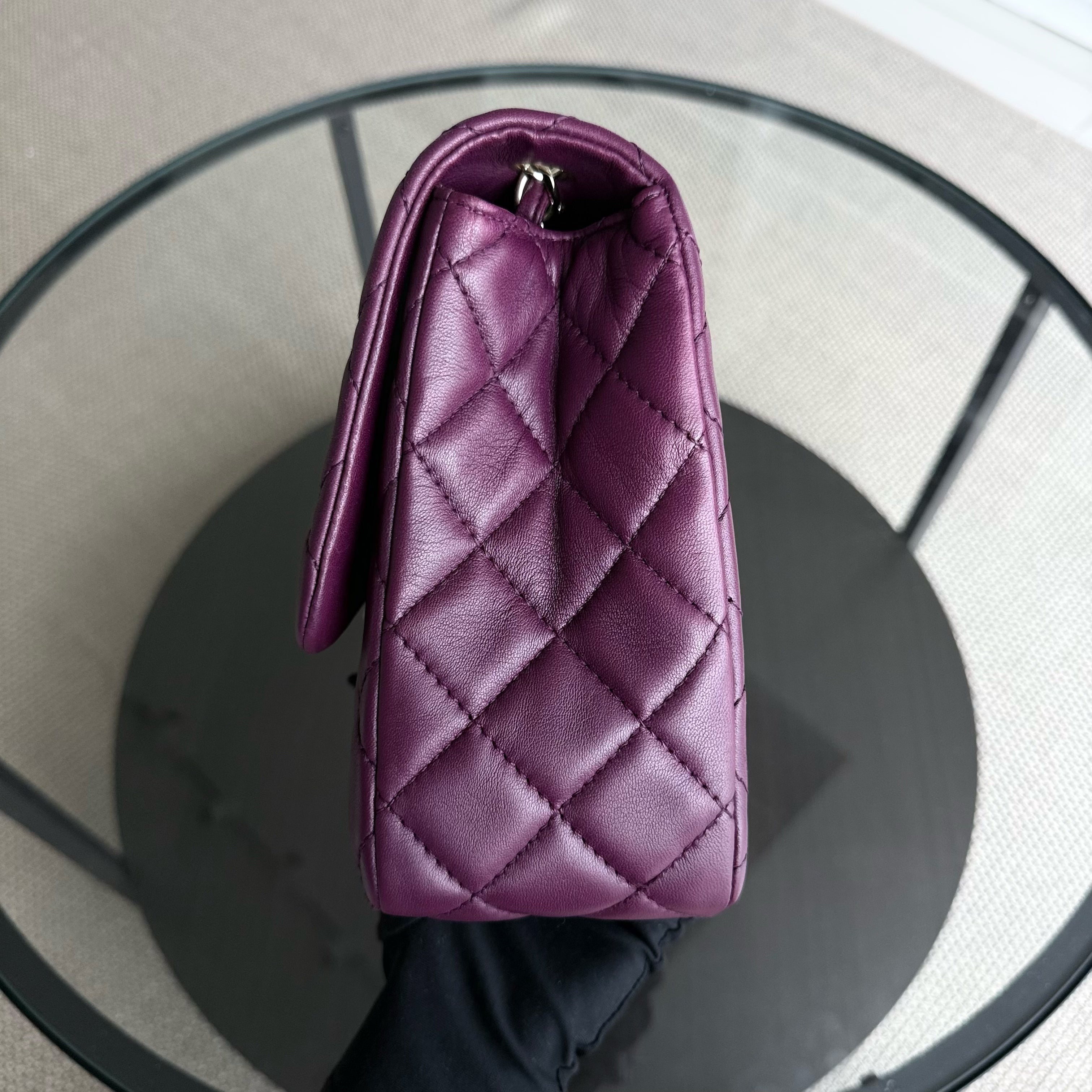 Chanel Classic Flap Jumbo - 30CM Quilted Lambskin Single Flap Purple Violet Gold Hardware Series 12