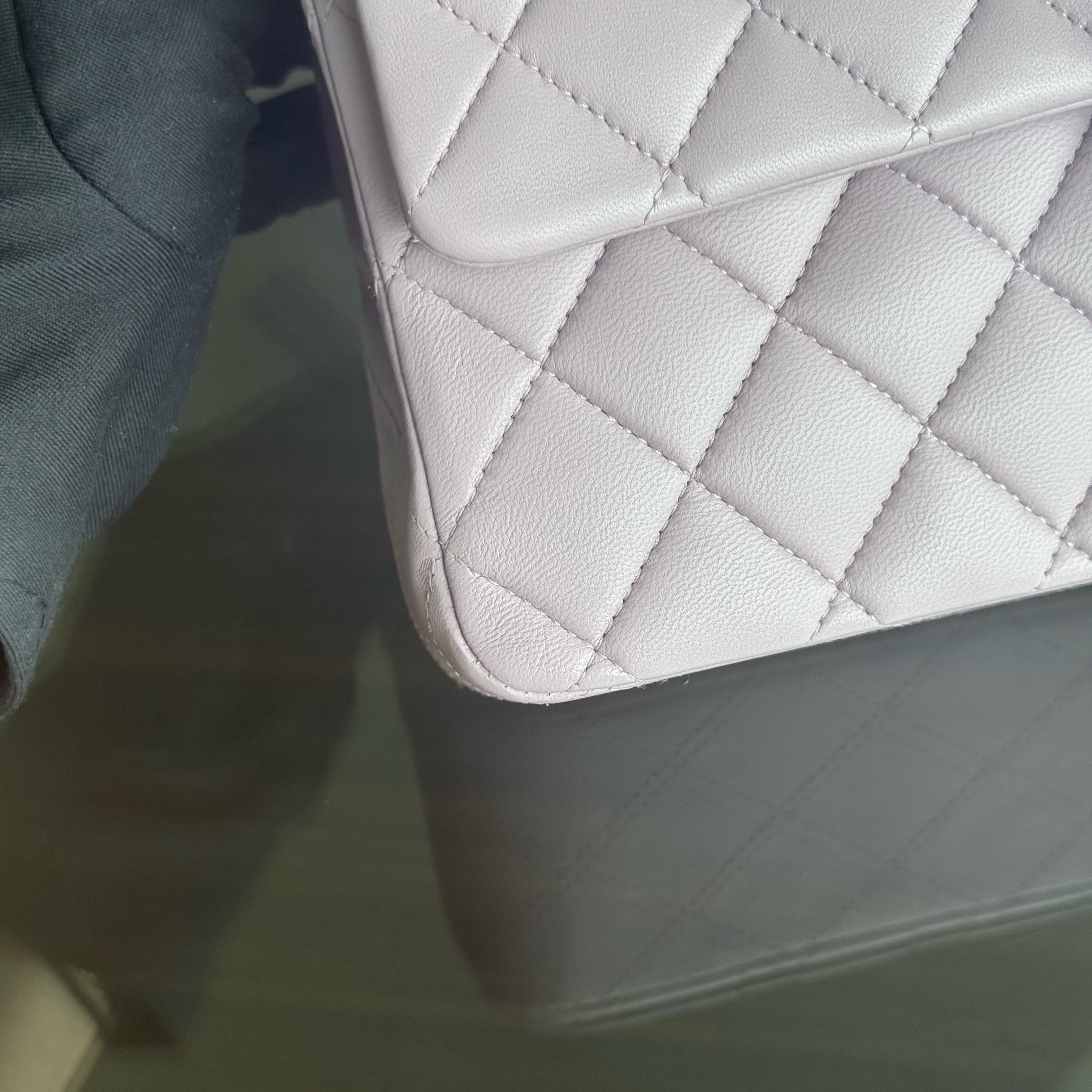 Chanel Classic Flap Medium - 25CM Quilted Lambskin Light Purple Silver Hardware Series 17