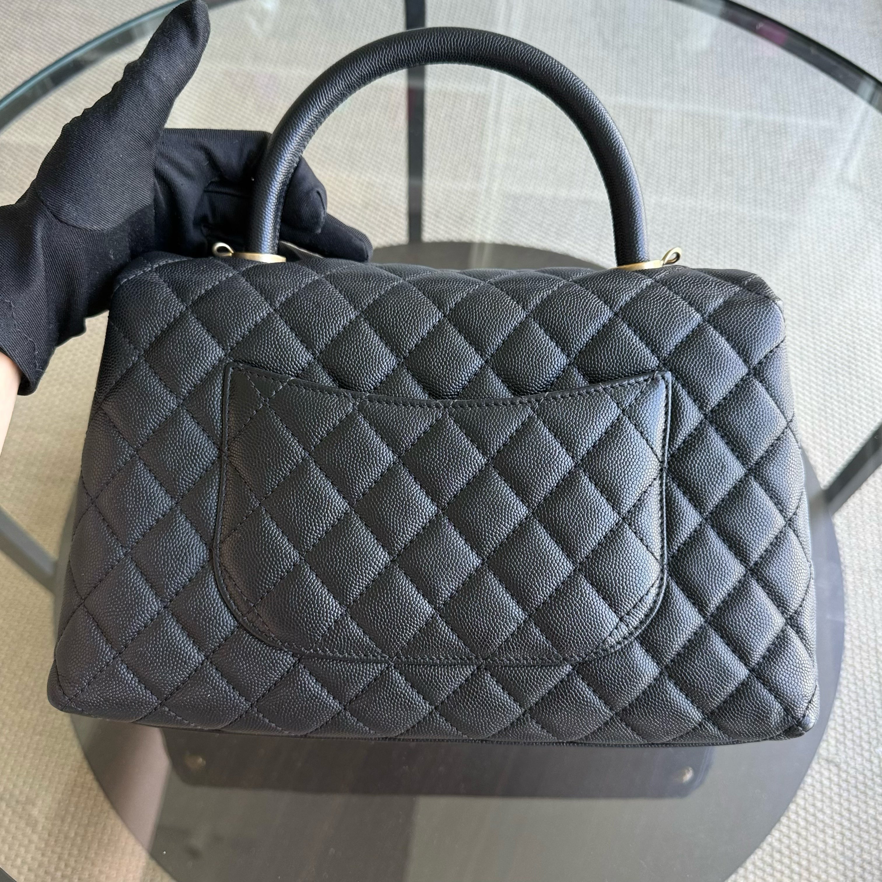 Chanel Coco Handle Medium - Caviar 29CM Quilted Black Gold Hardware Series 23