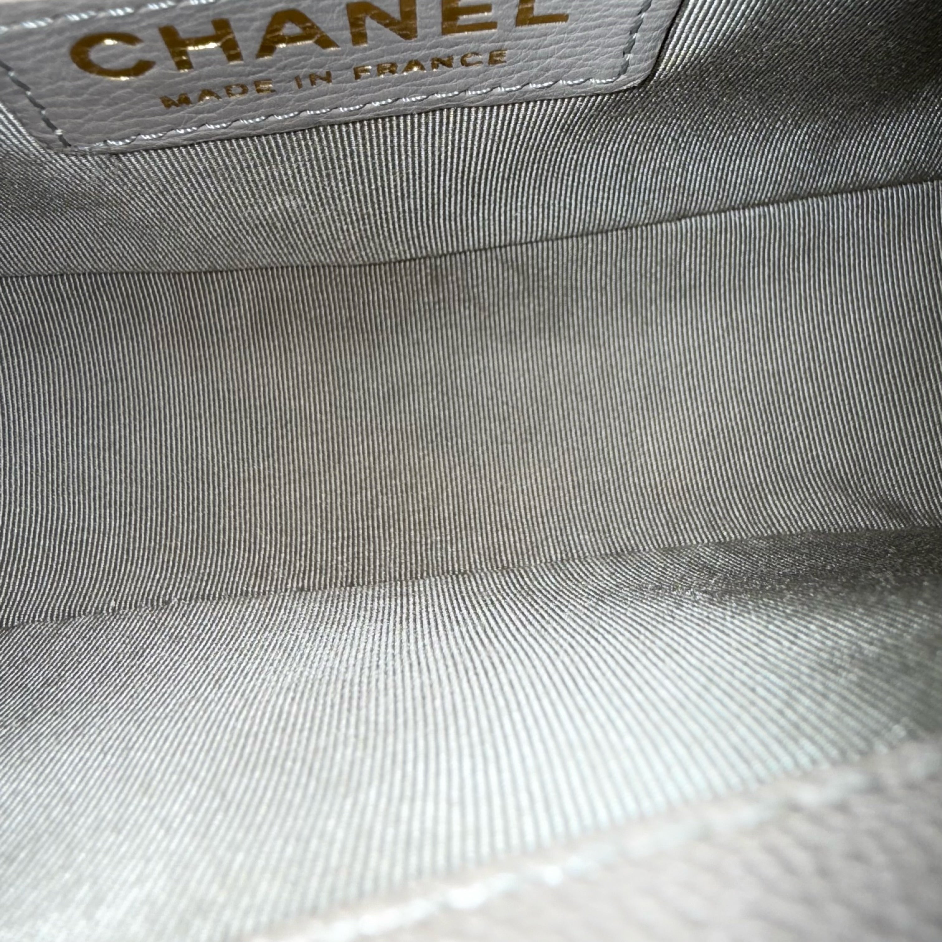 Chanel Boy Small - Caviar 20CM Quilted Grained Calfskin Grey Gray Gold Hardware Series 26