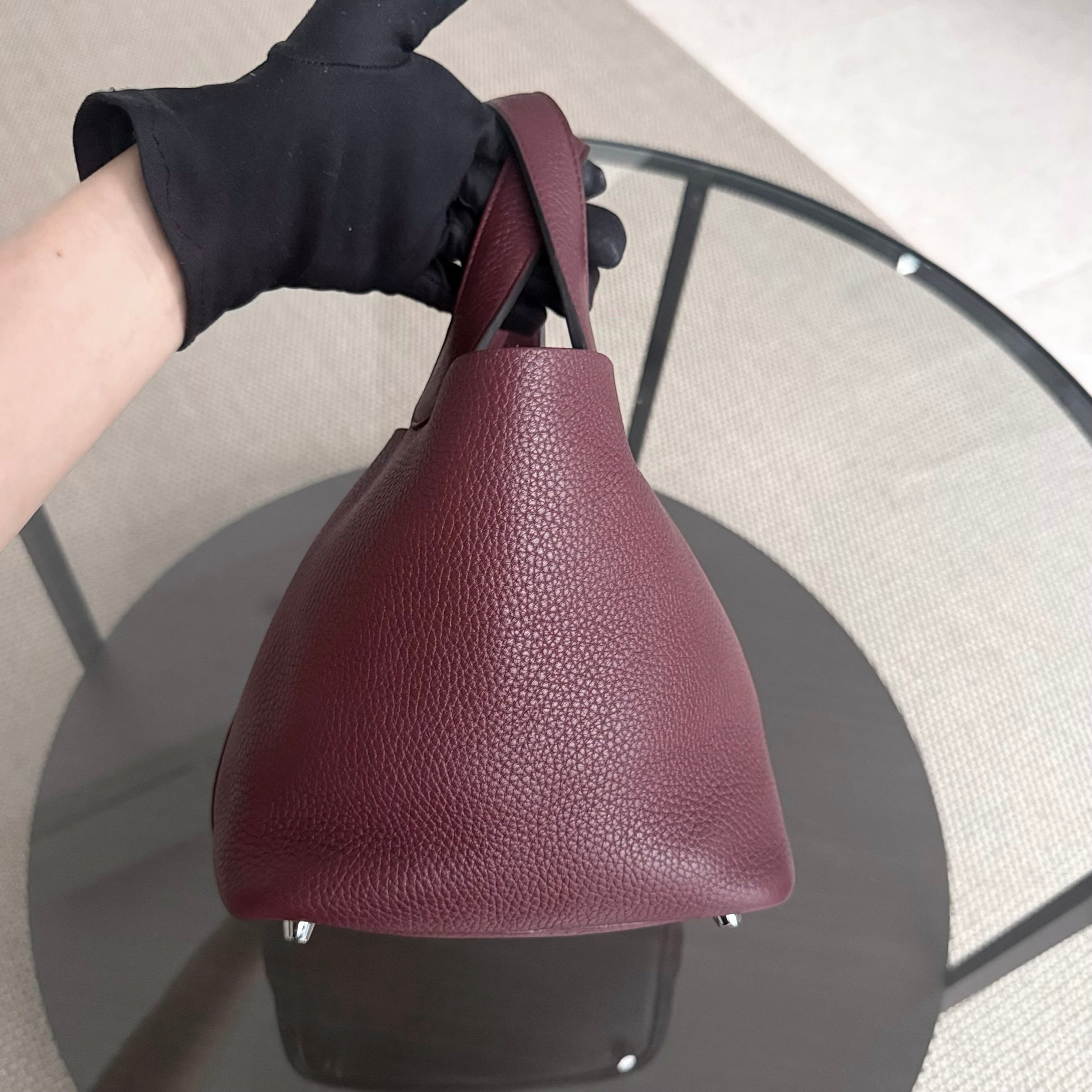 Hermes Picotin 18 - TC Clemence Leather Burgundy Silver Hardware
