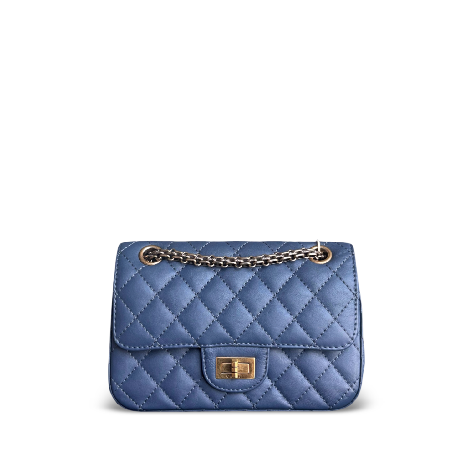 Chanel 2.55 Reissue Mini - 20CM Quilted Caviar Aged Grained Calfskin Blue Gold Hardware Series 23