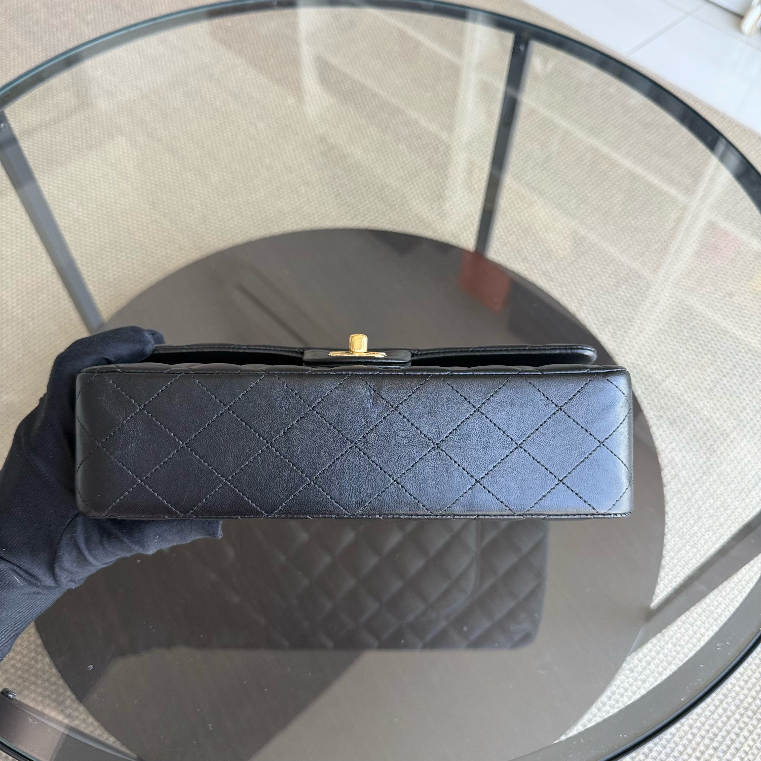 Chanel Classic Flap Medium - 25CM Quilted Lambskin Black Gold Hardware Series 28
