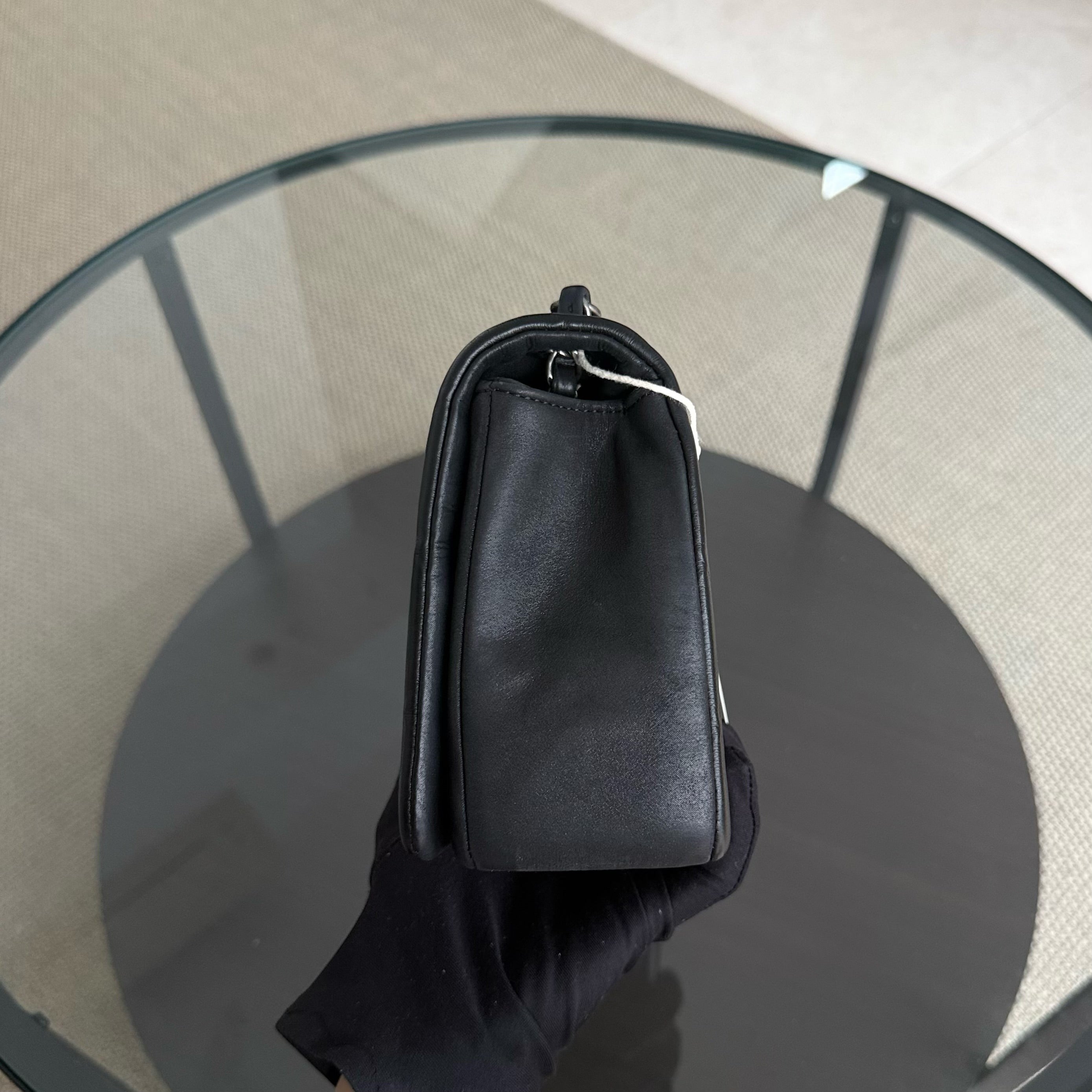 Chanel Flap Medium - Calfskin 25CM Quilted Black Ruthenium Silver Hardware Series 18
