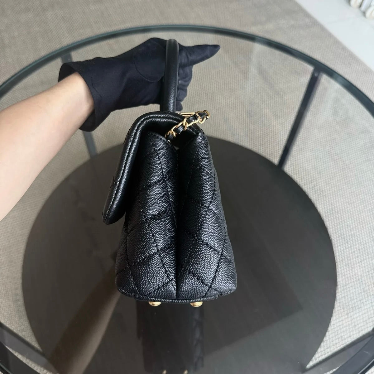 Chanel Coco Handle Small - Caviar Quilted Black Gold Hardware