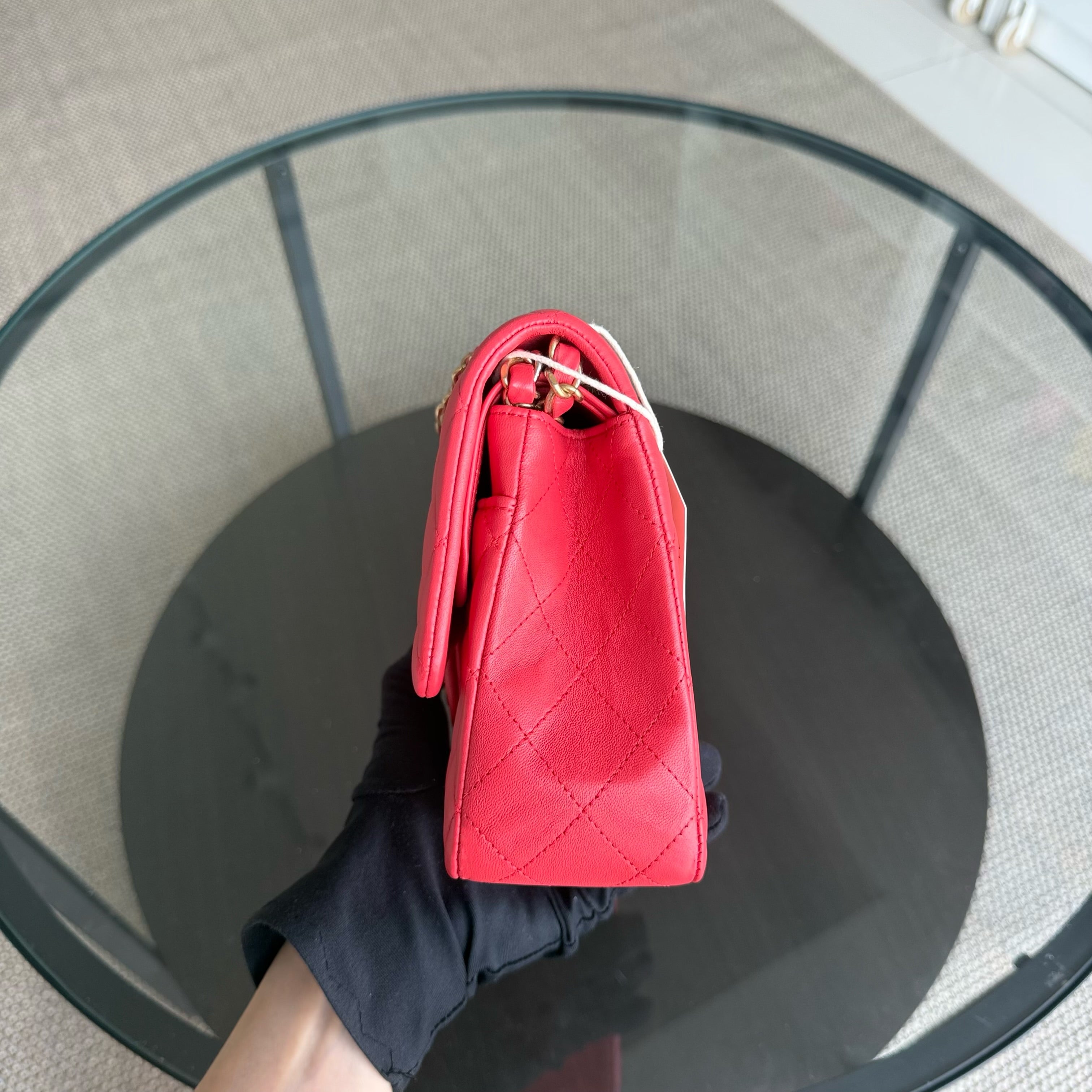 Chanel Classic Flap Medium - Quilted Lambskin 25CM Red Gold Hardware Series 27