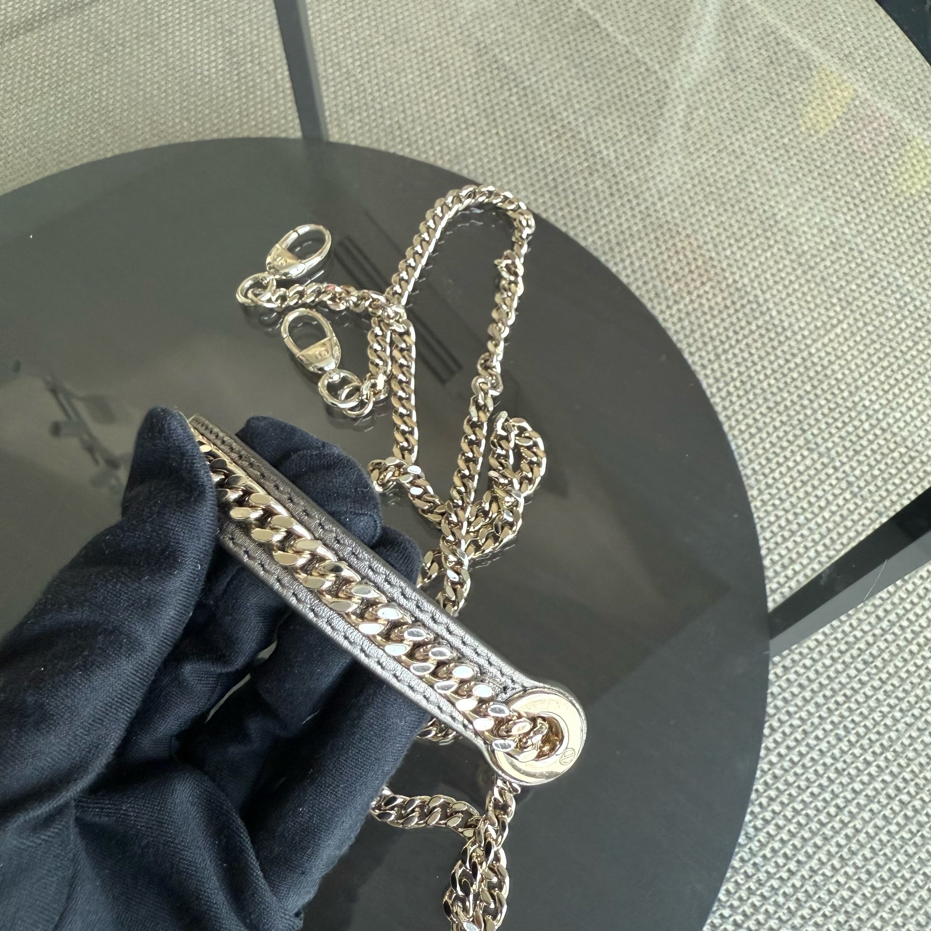 Dior Lady Mini - Cannage Calfskin Gunmetal Gold Hardware Chain Strap