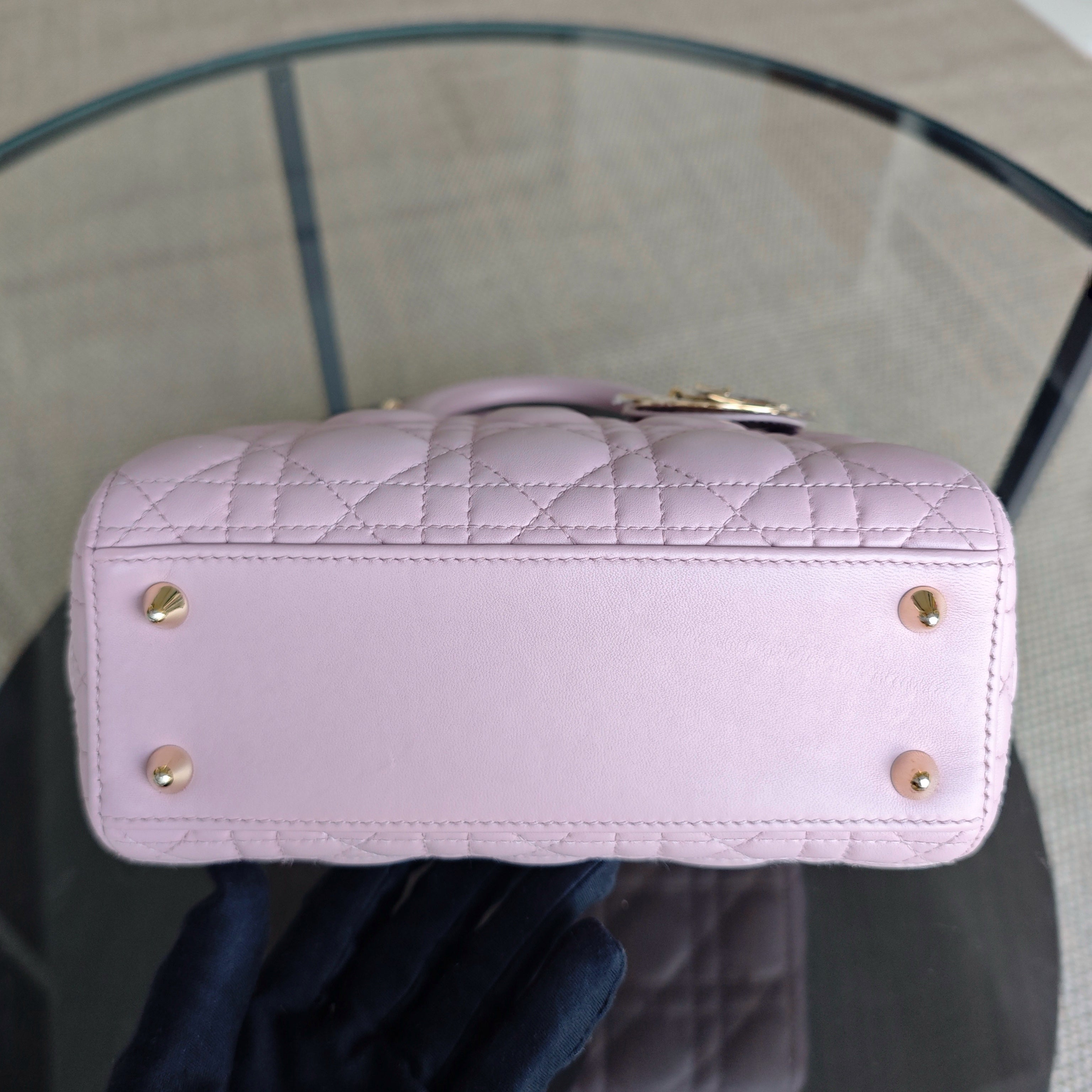 Dior Lady Small - Cannage Lambskin Pink Gold Hardware