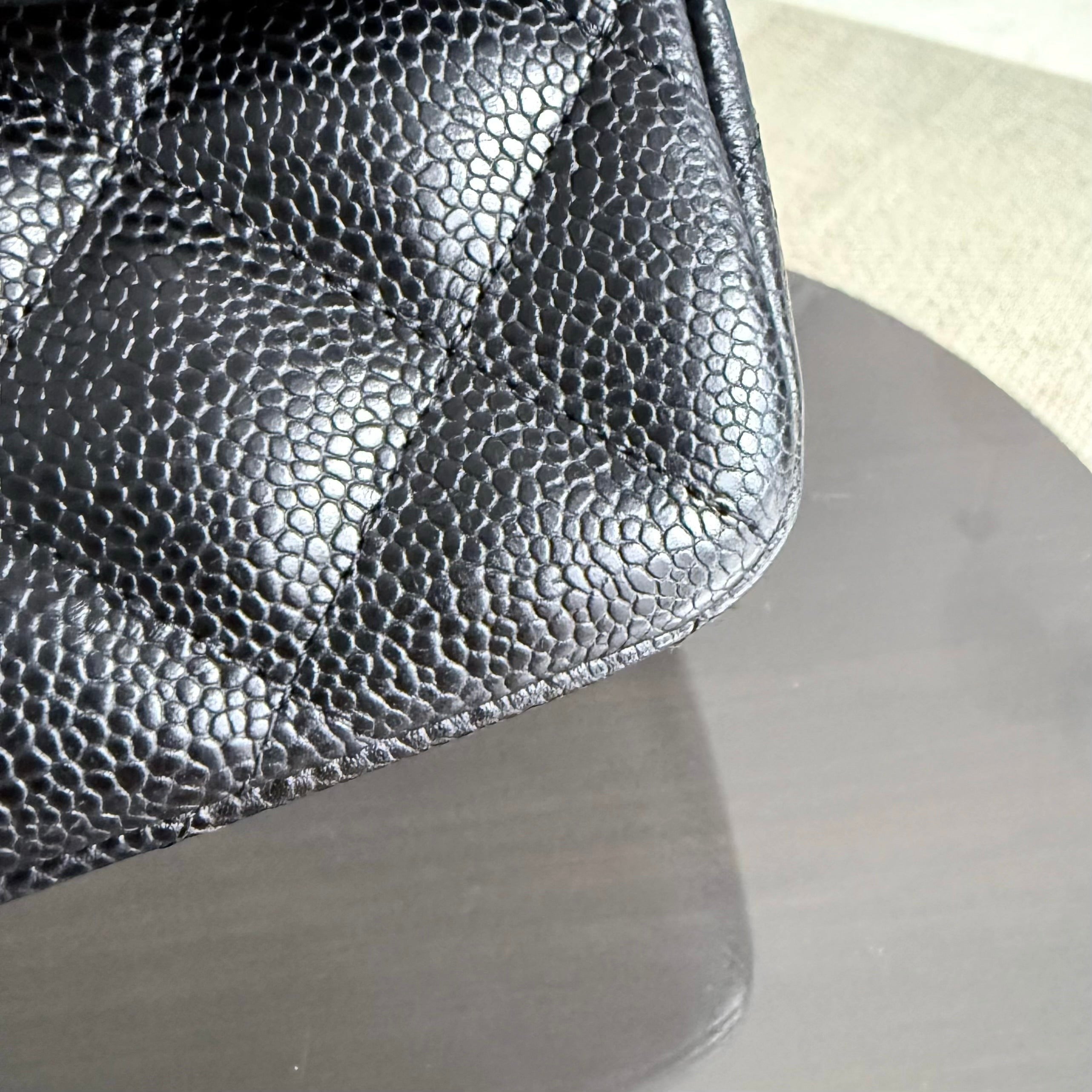 Chanel Classic Flap Jumbo - Caviar 30CM Single Flap Quilted Black Gold Hardware Series 13