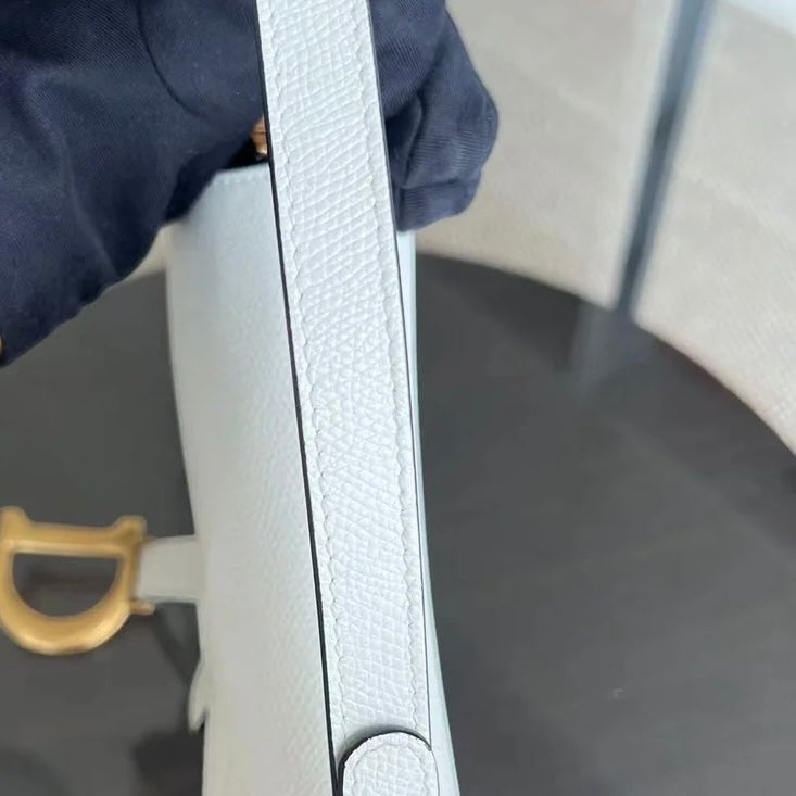 *With Strap, Caviar* Dior Saddle Small 21CM Caviar White GHW