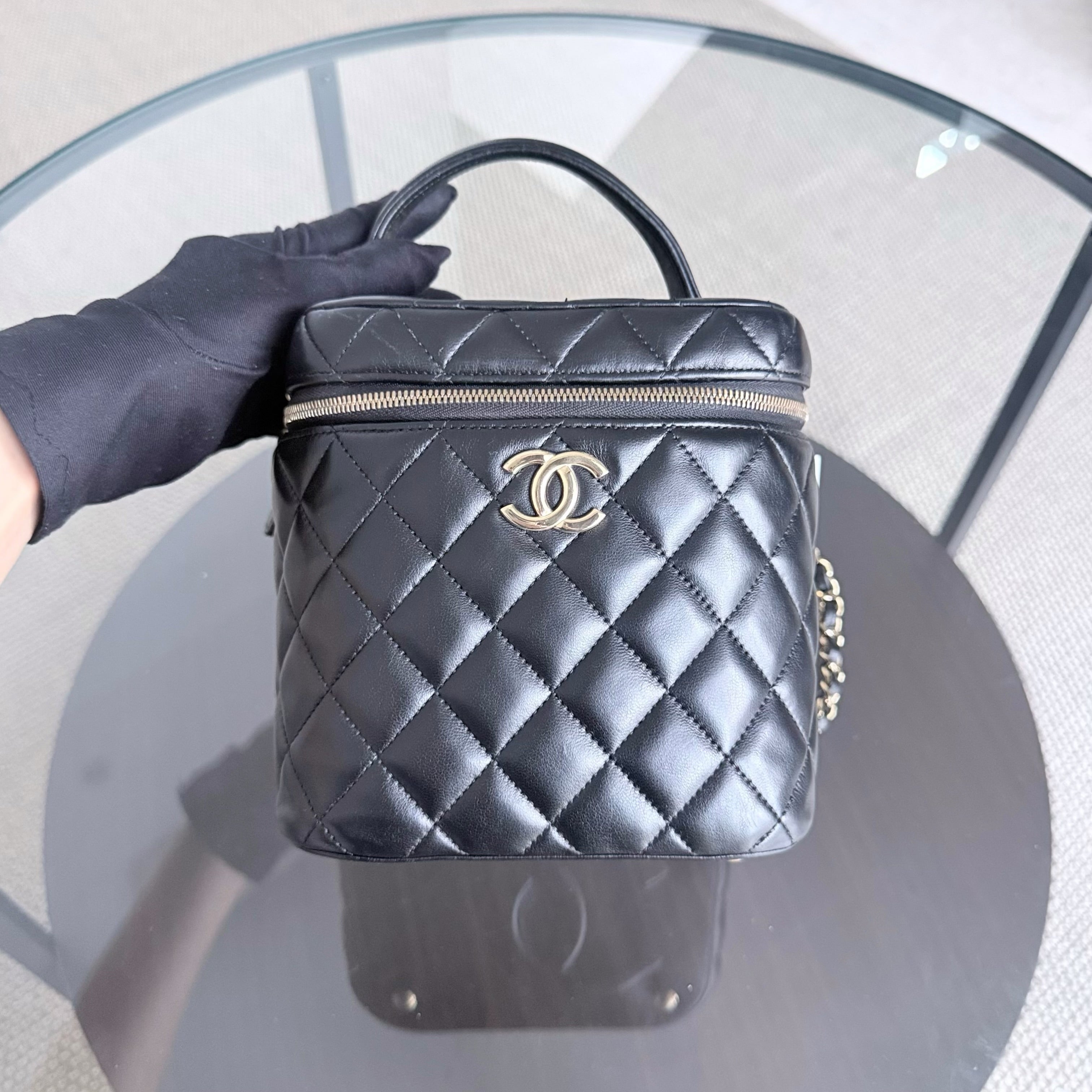 Chanel Trendy CC Vanity Black Lambskin Gold Hardware Microchip
