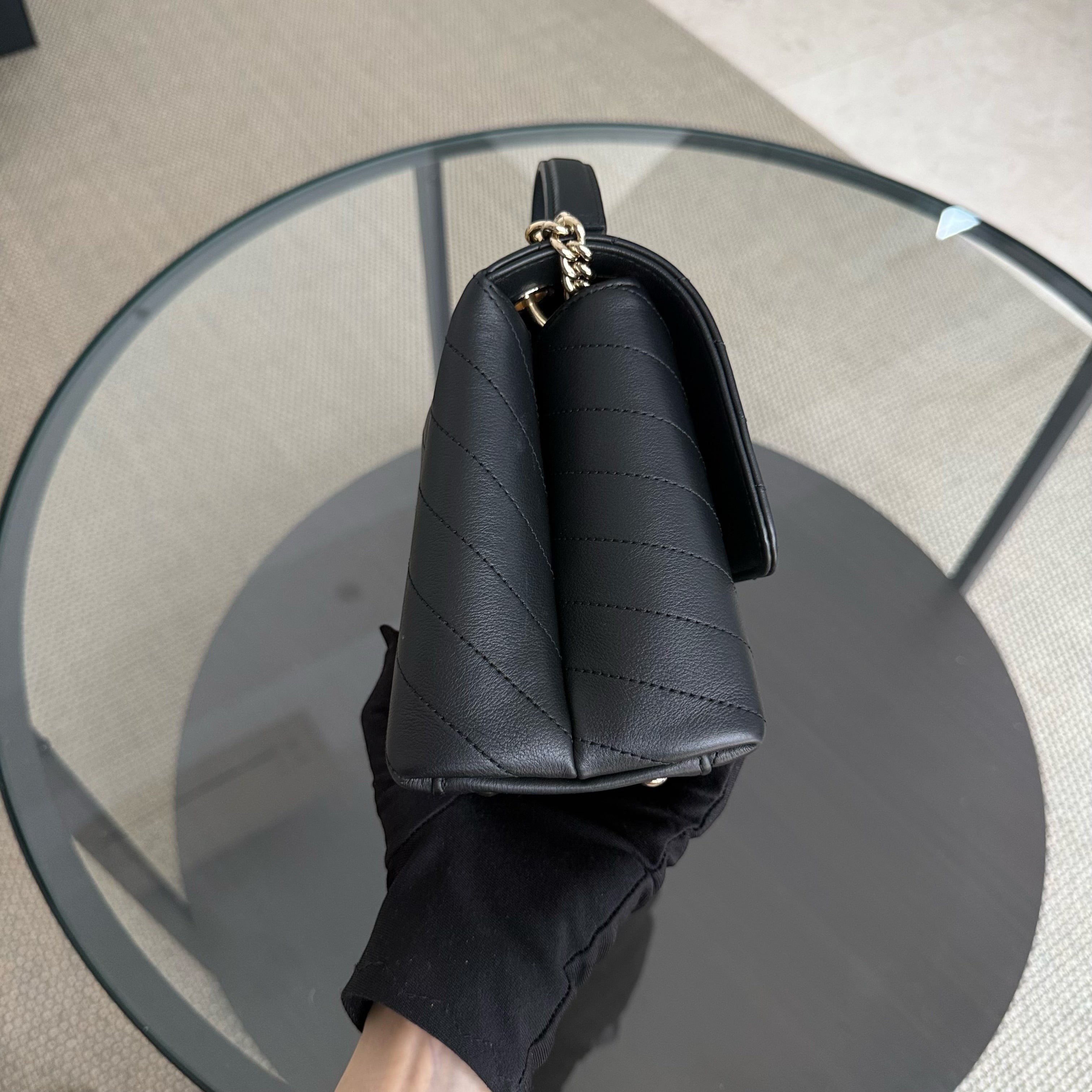 Chanel Handle Medium - 24CM Caviar Quilted Black Gold Hardware Series 27