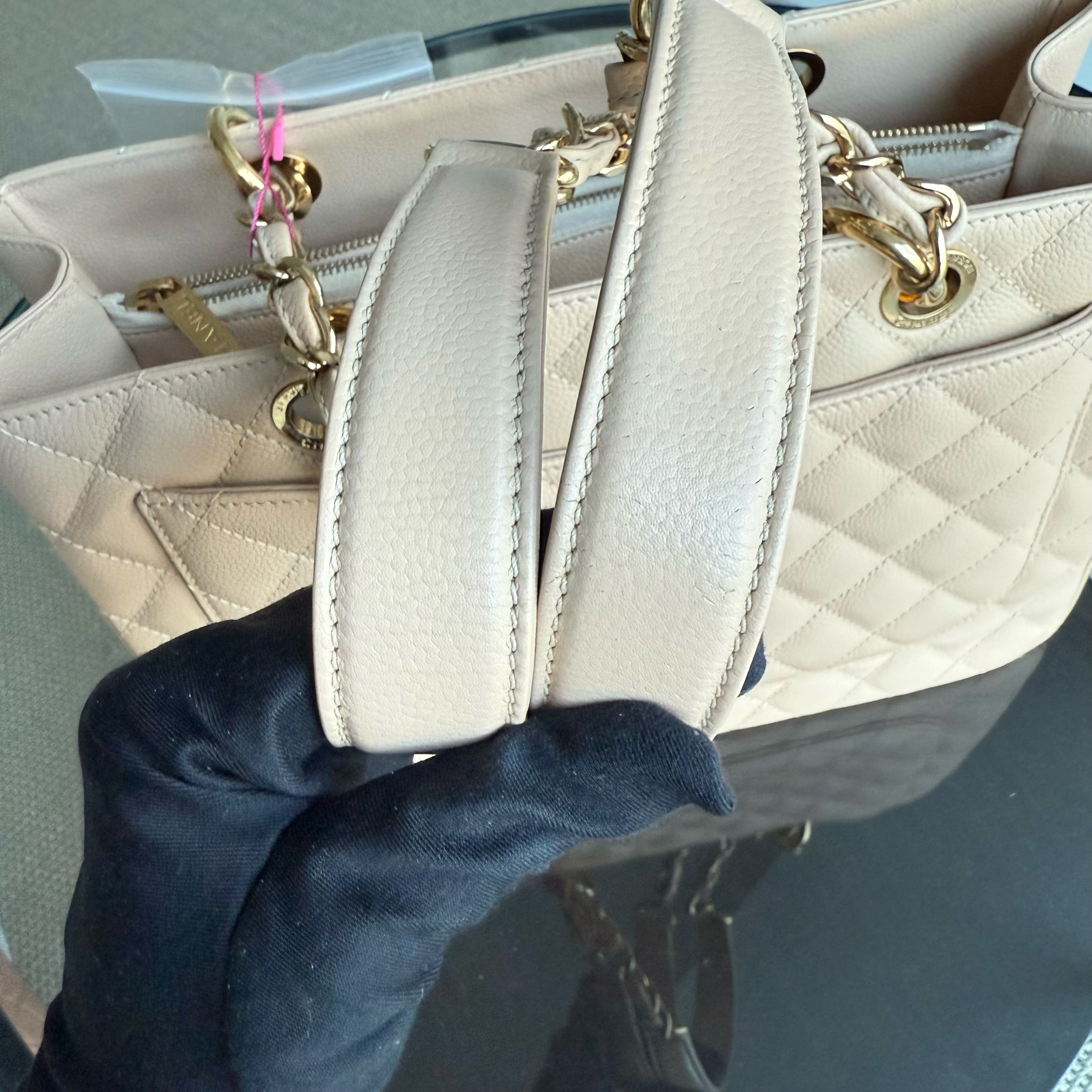 Chanel GST Grand Shopping Tote - Caviar Grained Calfskin Light Beige Gold Hardware Series 14