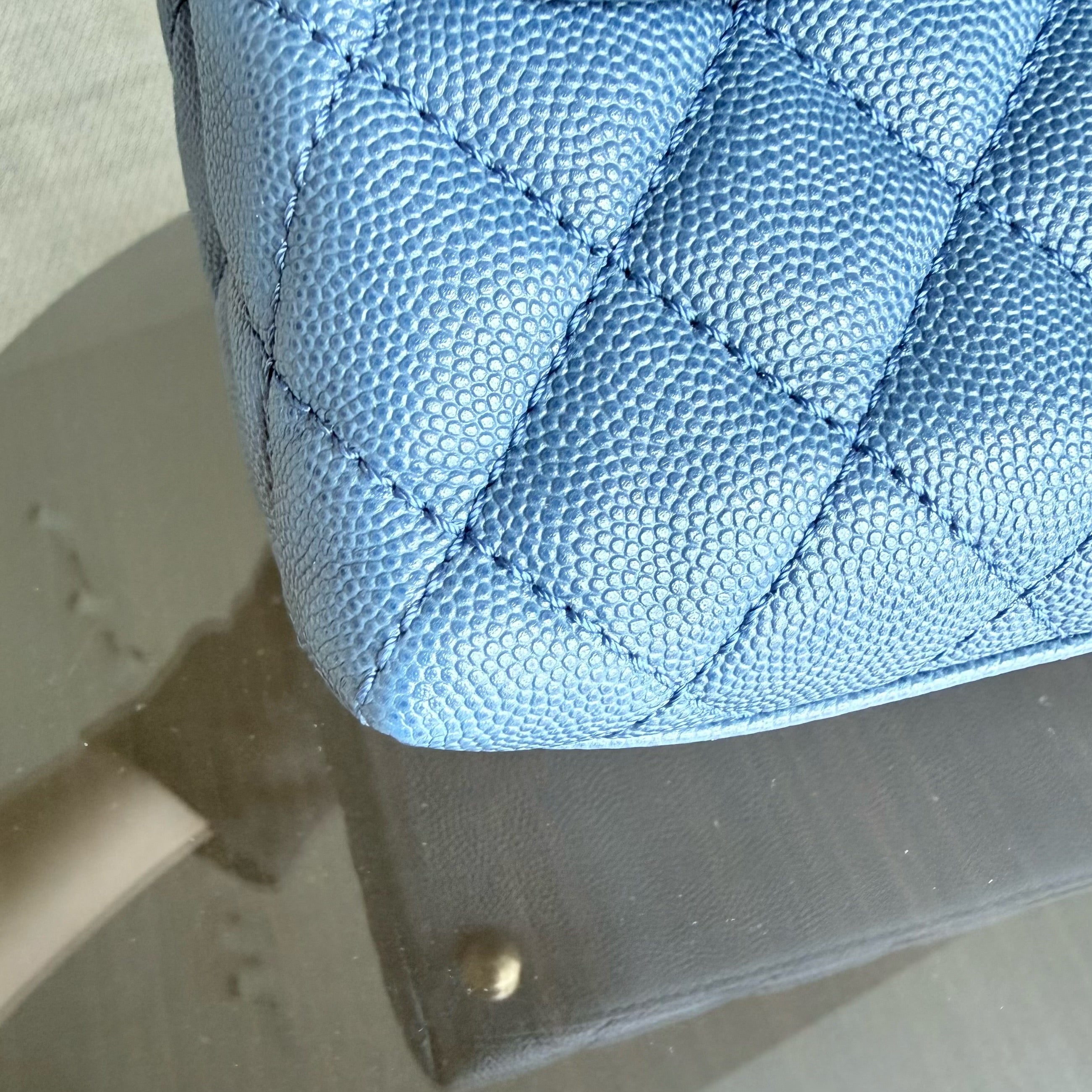 Chanel Coco Handle Medium - Caviar 29CM Quilted Blue Gold Hardware Series 24