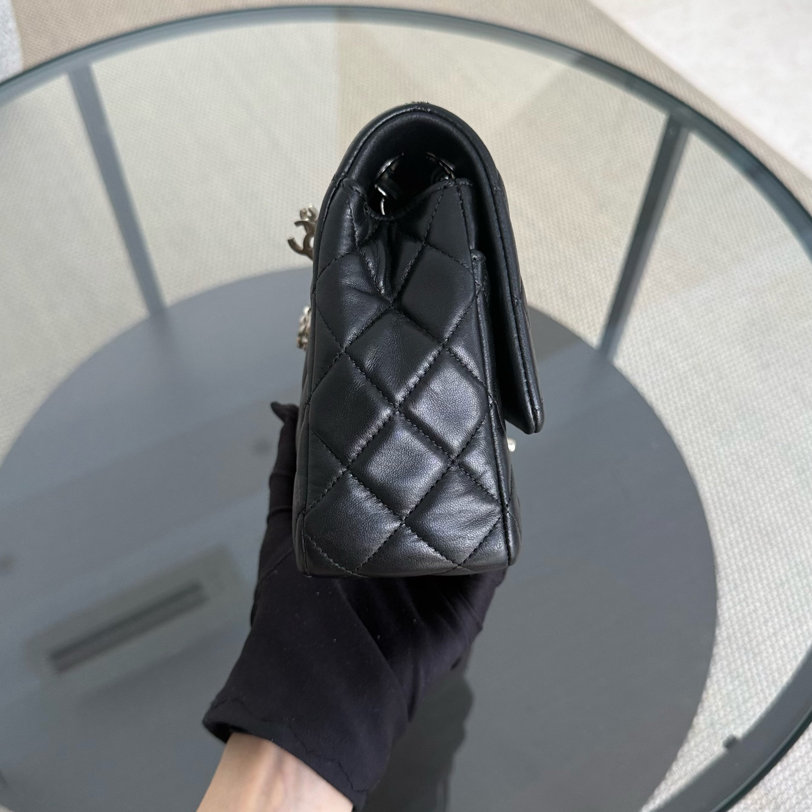 Chanel Classic Flap Medium - Special Valentine Edition 25CM Quilted Lambskin Black Silver Hardware Series 19