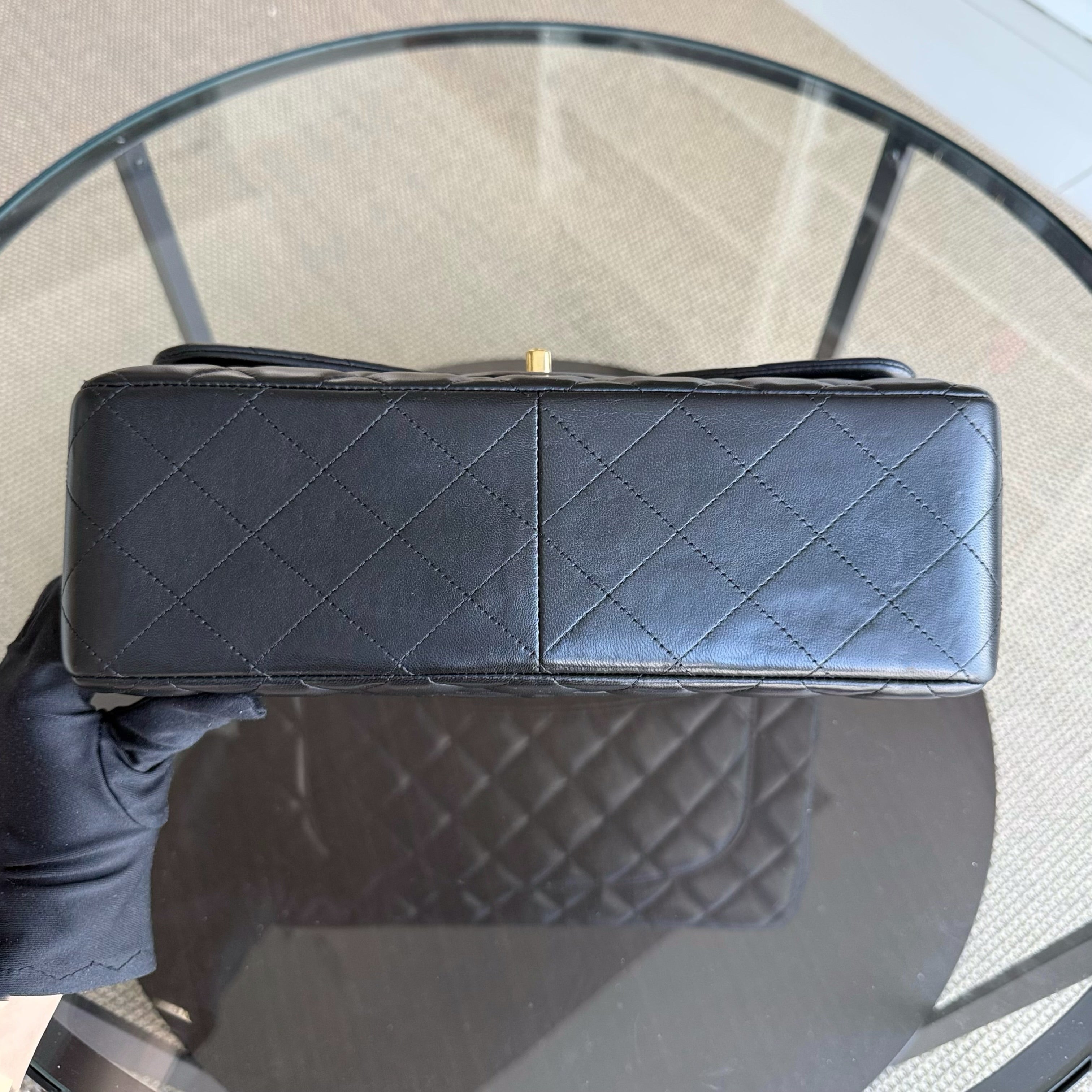 Chanel Classic Flap Jumbo - Double Flap Quilted Lambskin Black Gold Hardware Series 17