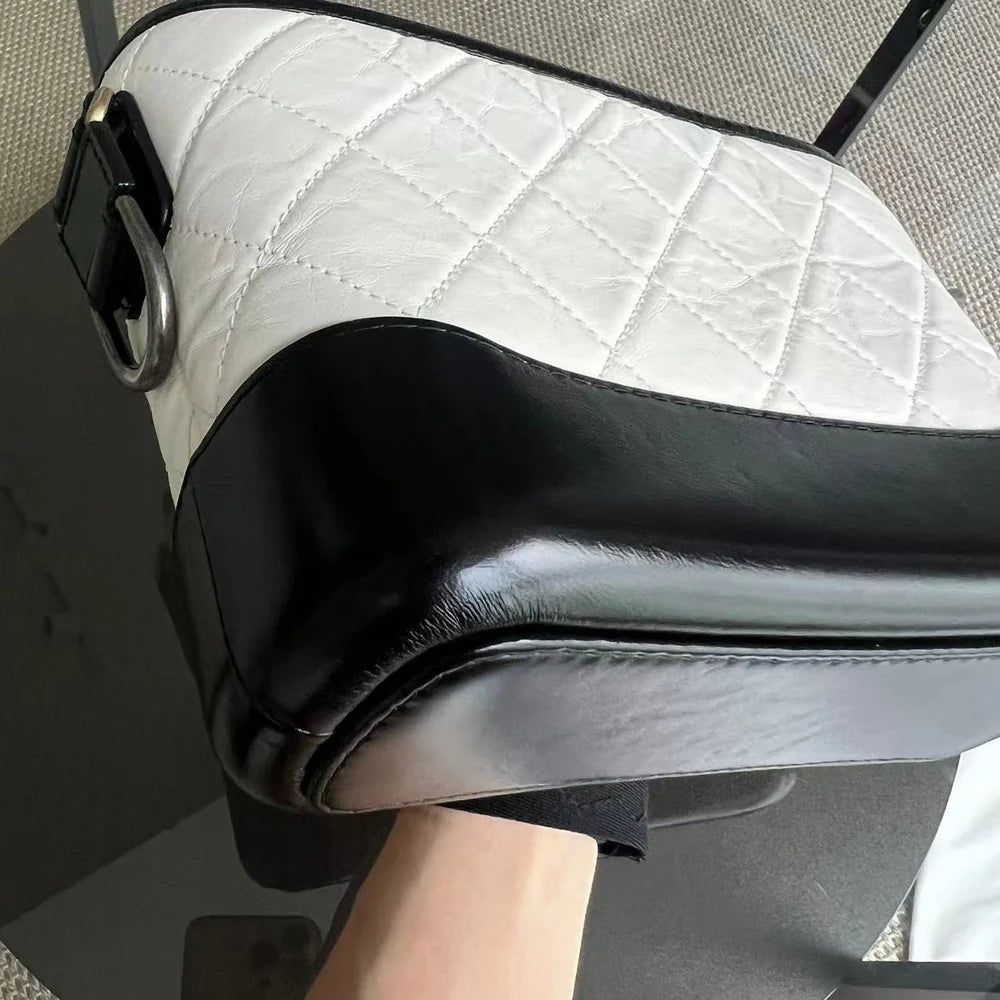 Chanel Gabrielle Small - 20CM Quilted Calfskin White Black Two-Tone Hardware