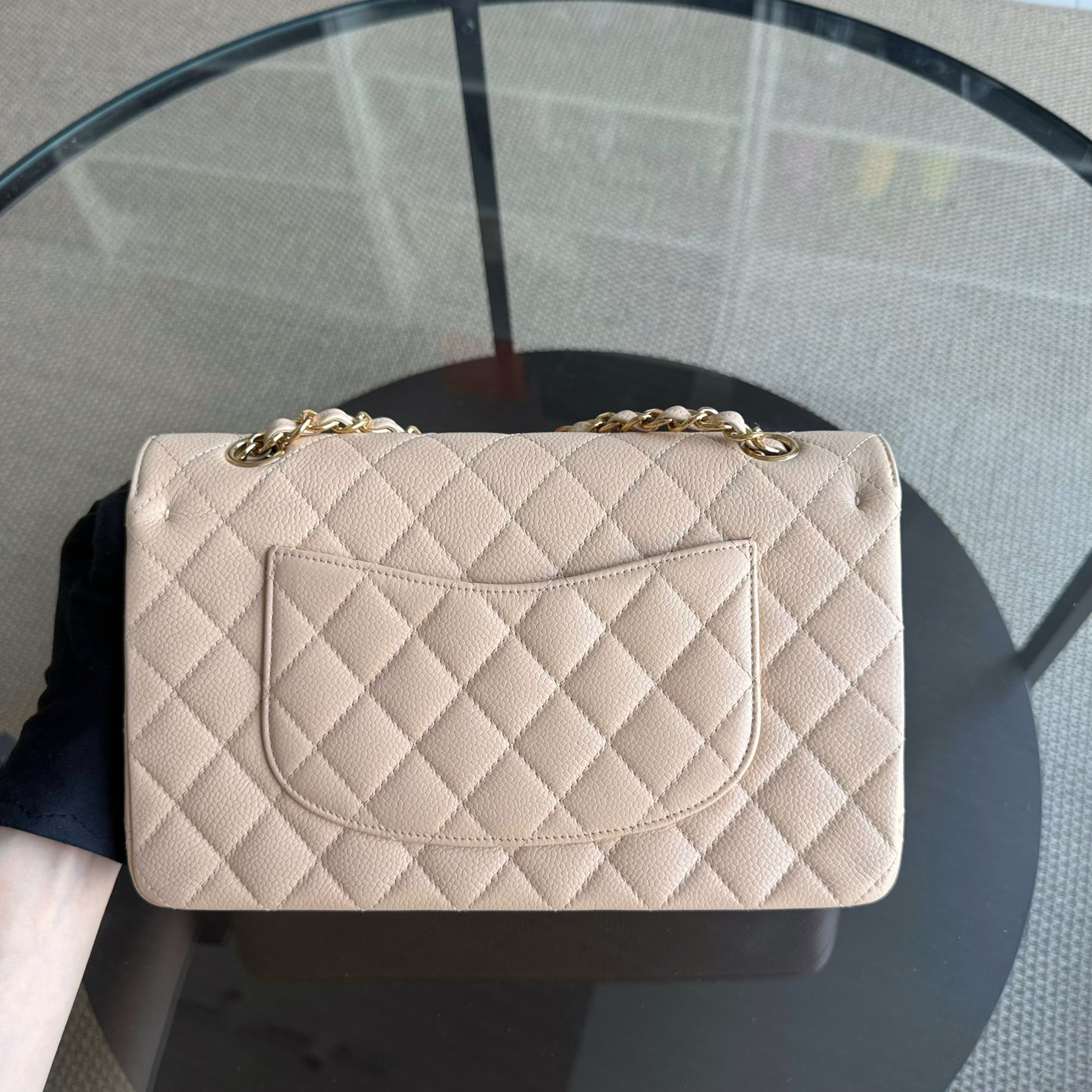 Chanel Classic Flap Medium - Caviar 25CM Quilted Grained Calfskin Beige Gold Hardware Series 15