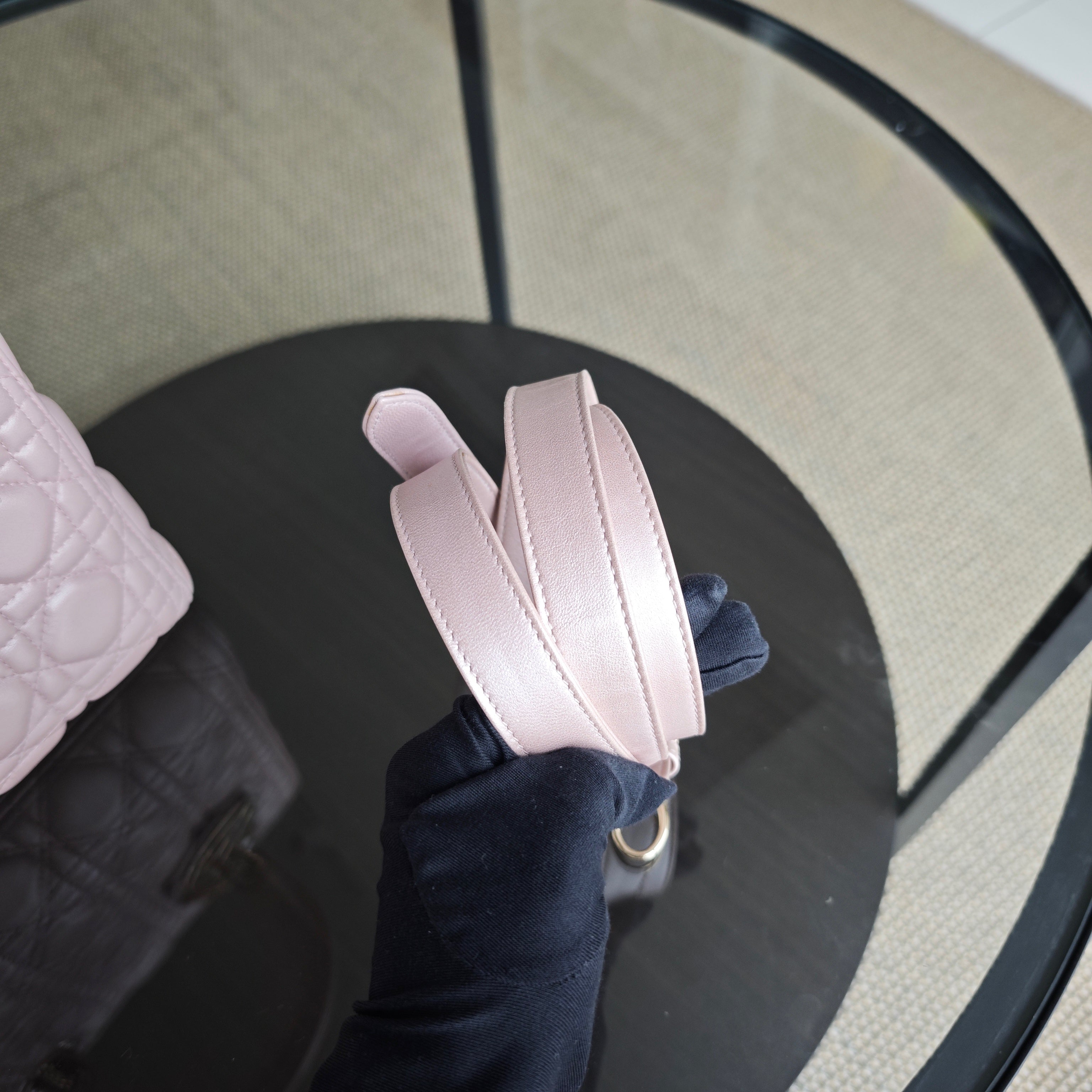 Dior Lady Medium Cannage Lambskin Light Pink Gold Hardware