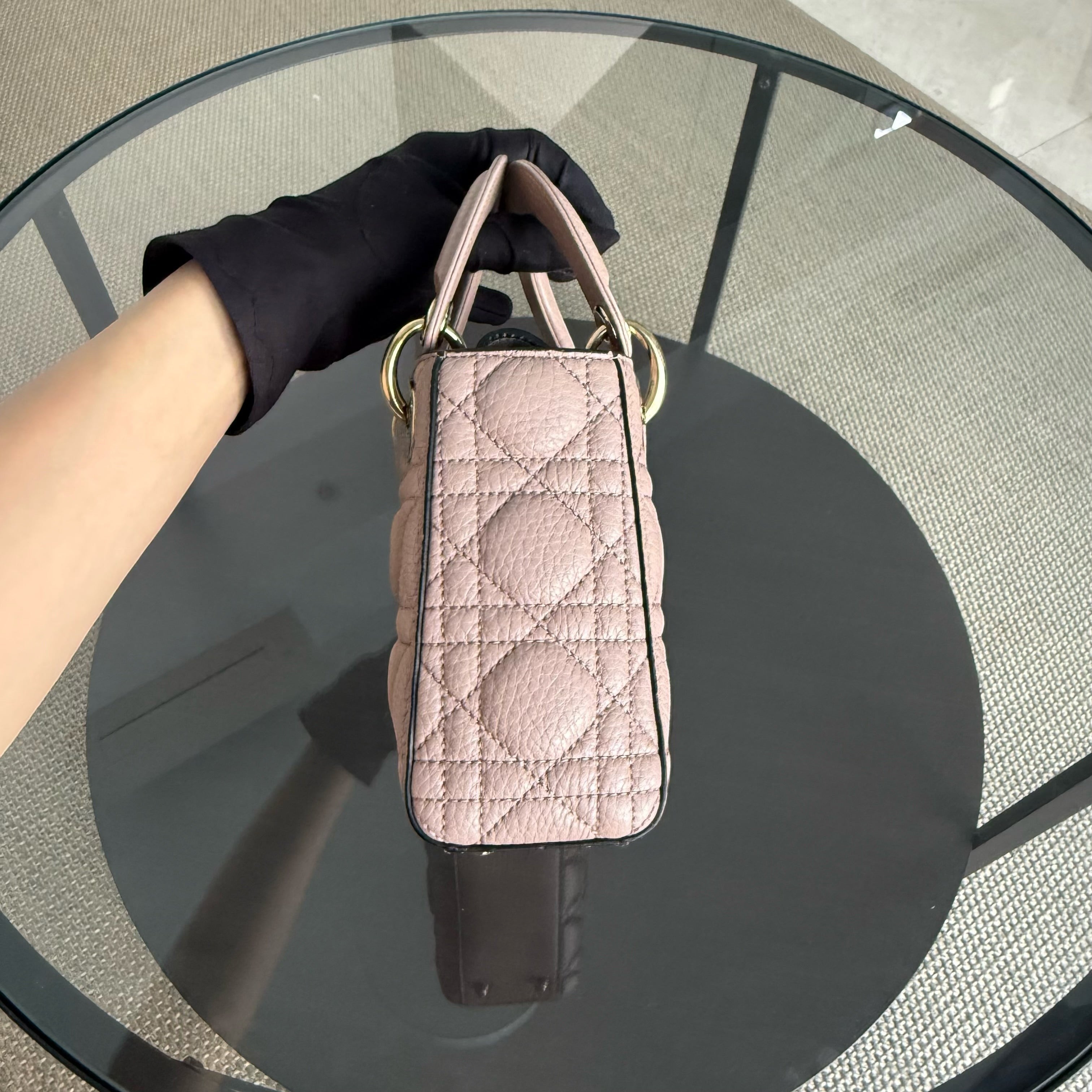 Dior Lady Mini - Cannage Grained Calfskin Blush Gold Hardware