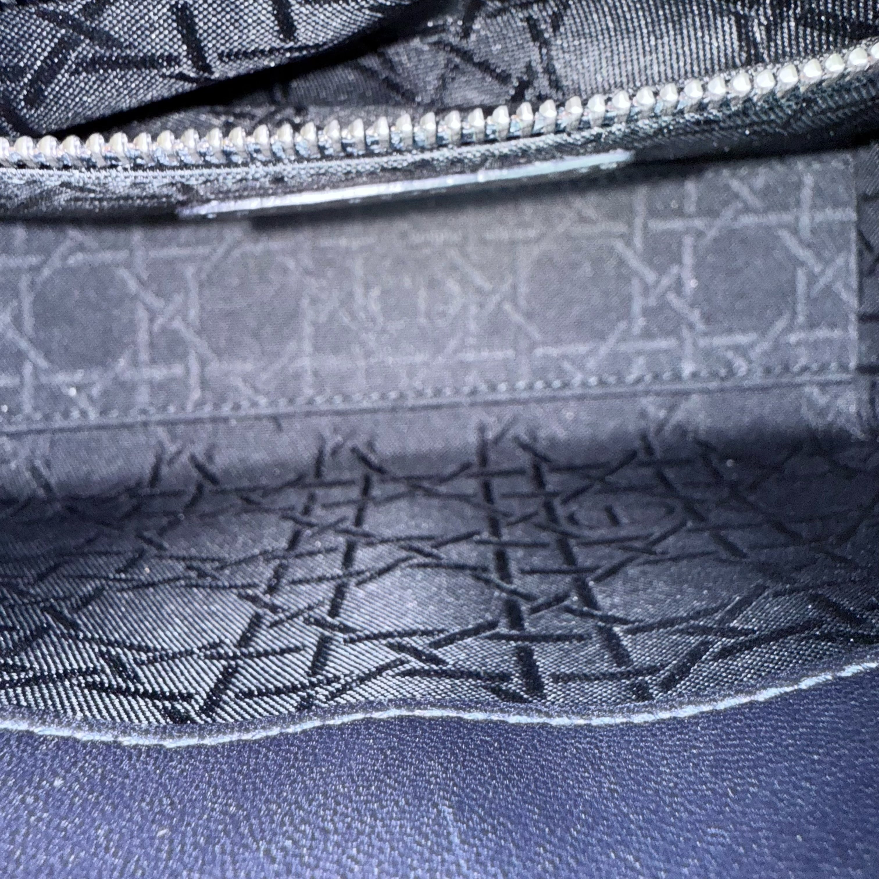 Dior Lady Mini - Cannage Lambskin Midnight Blue Silver Hardware Chain Strap