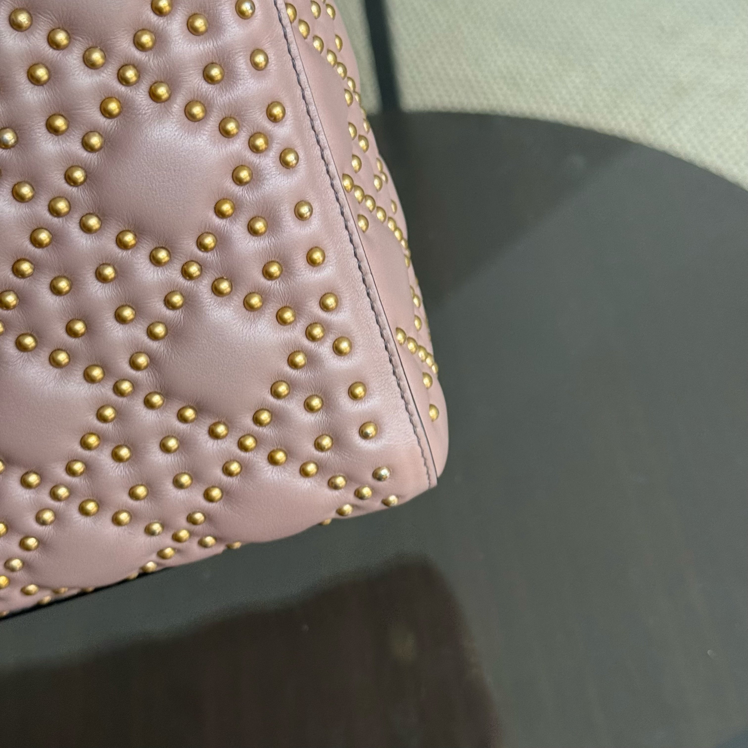 Dior Lady Medium Flap - Studded Cannage Blush Gold Hardware