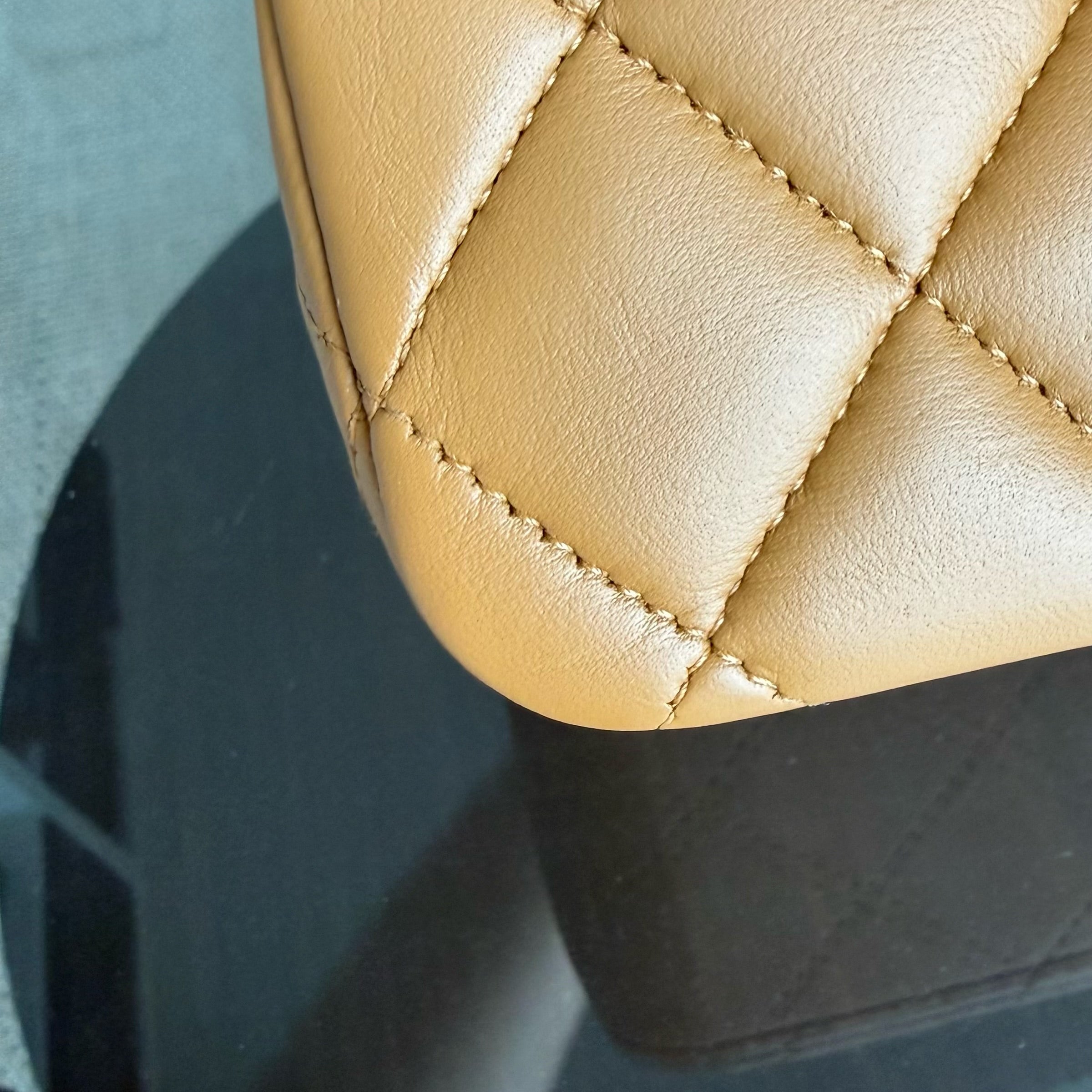 Chanel Classic Flap Medium - 25CM Quilted Lambskin Caramel Silver Hardware Series 19