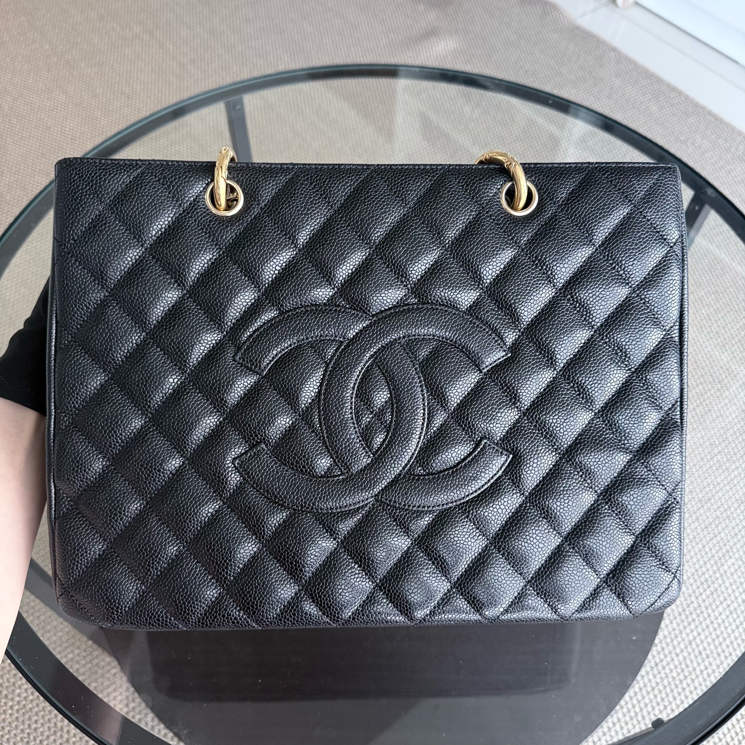 Chanel GST Grand Shopping Tote - Caviar Quilted Black Gold Hardware Series 11
