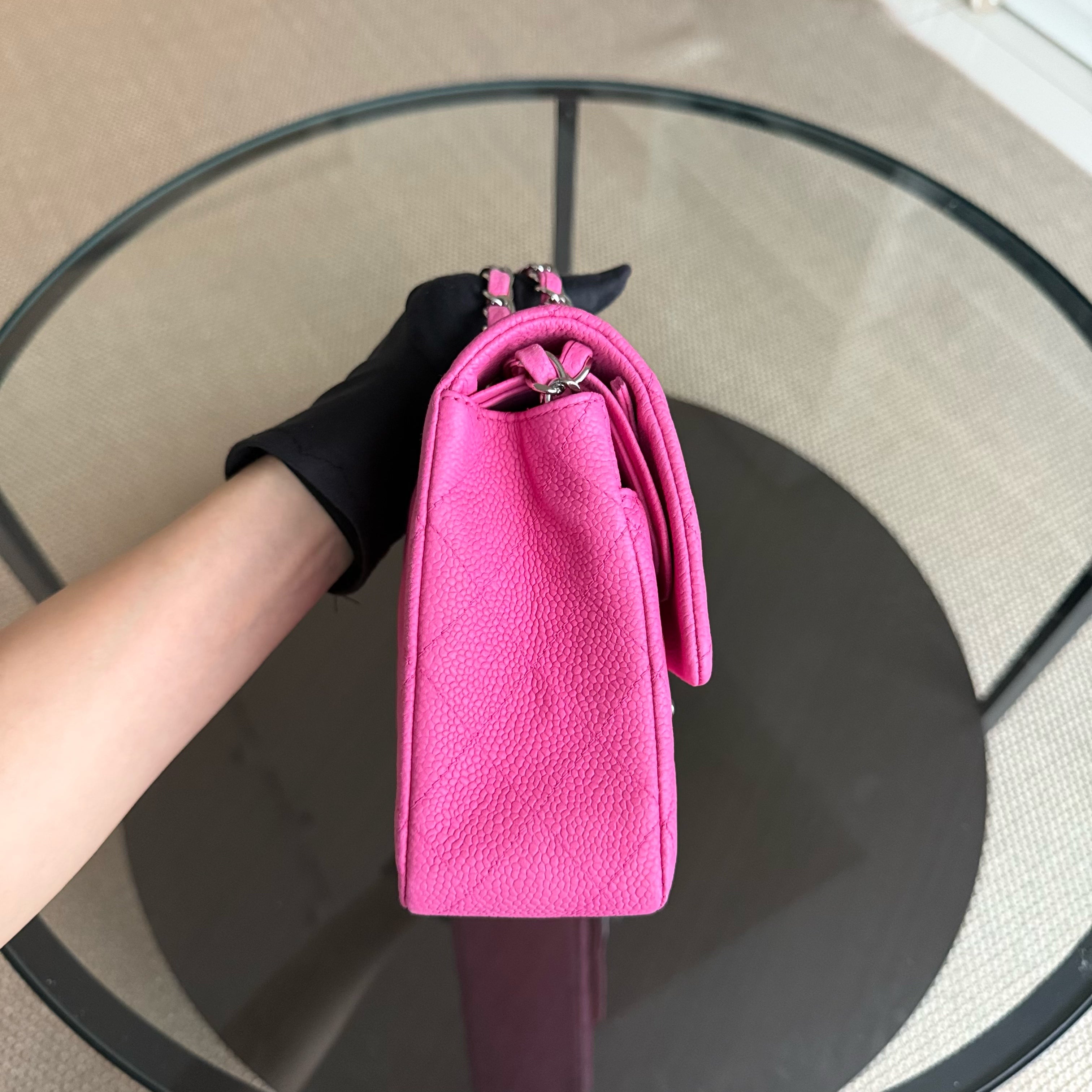 Chanel Classic Flap Medium - Caviar Iridescent 25CM Quilted Pink Silver Hardware Series 18