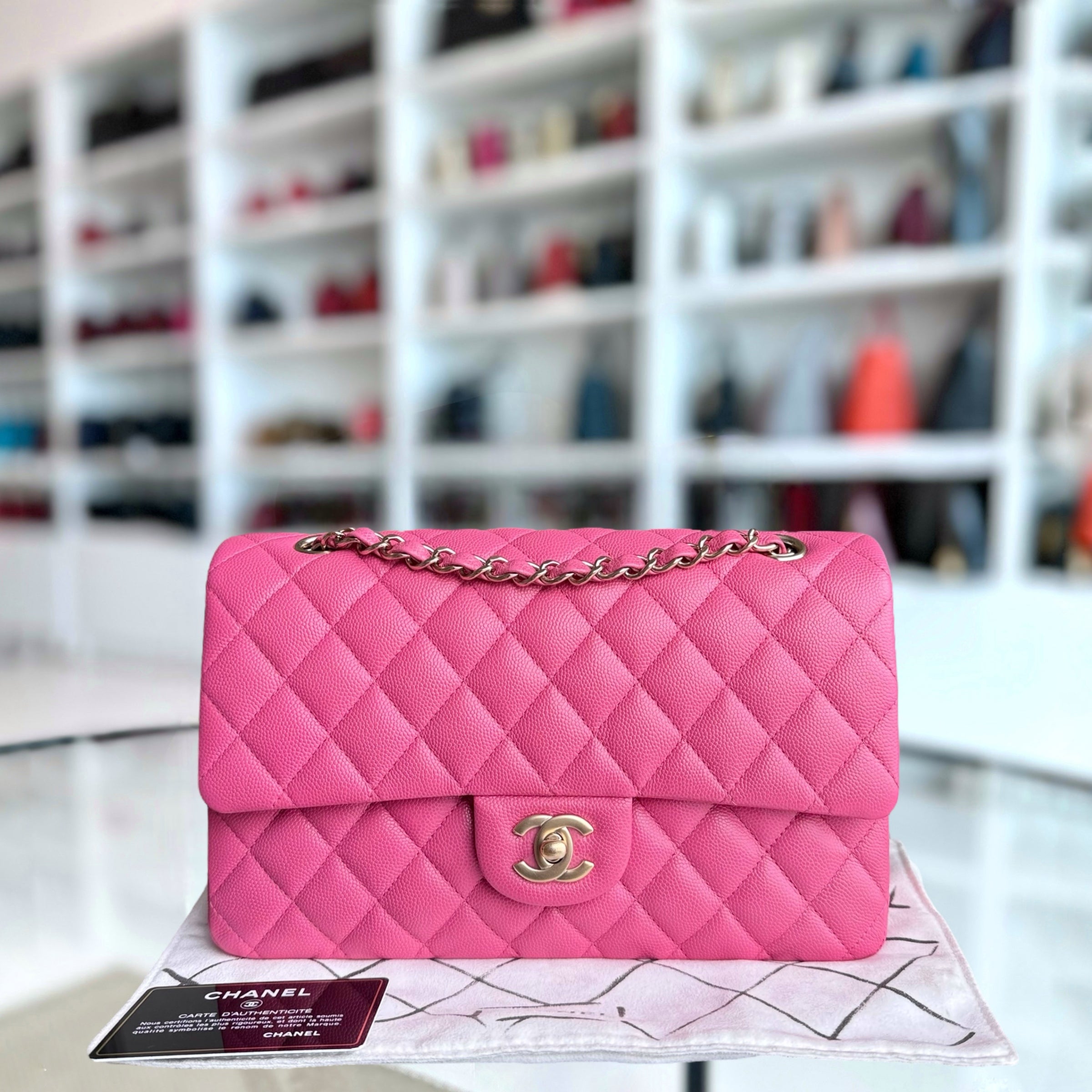 Chanel Classic Flap Medium - Caviar 25CM Quilted Pink Gold Hardware Series 27