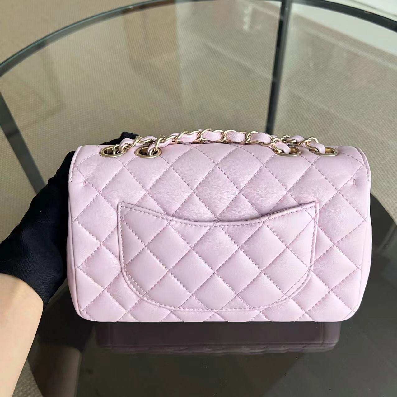 Mademoiselle 23CM Small Quilted Lambskin Pink Golden Hardware Series 21