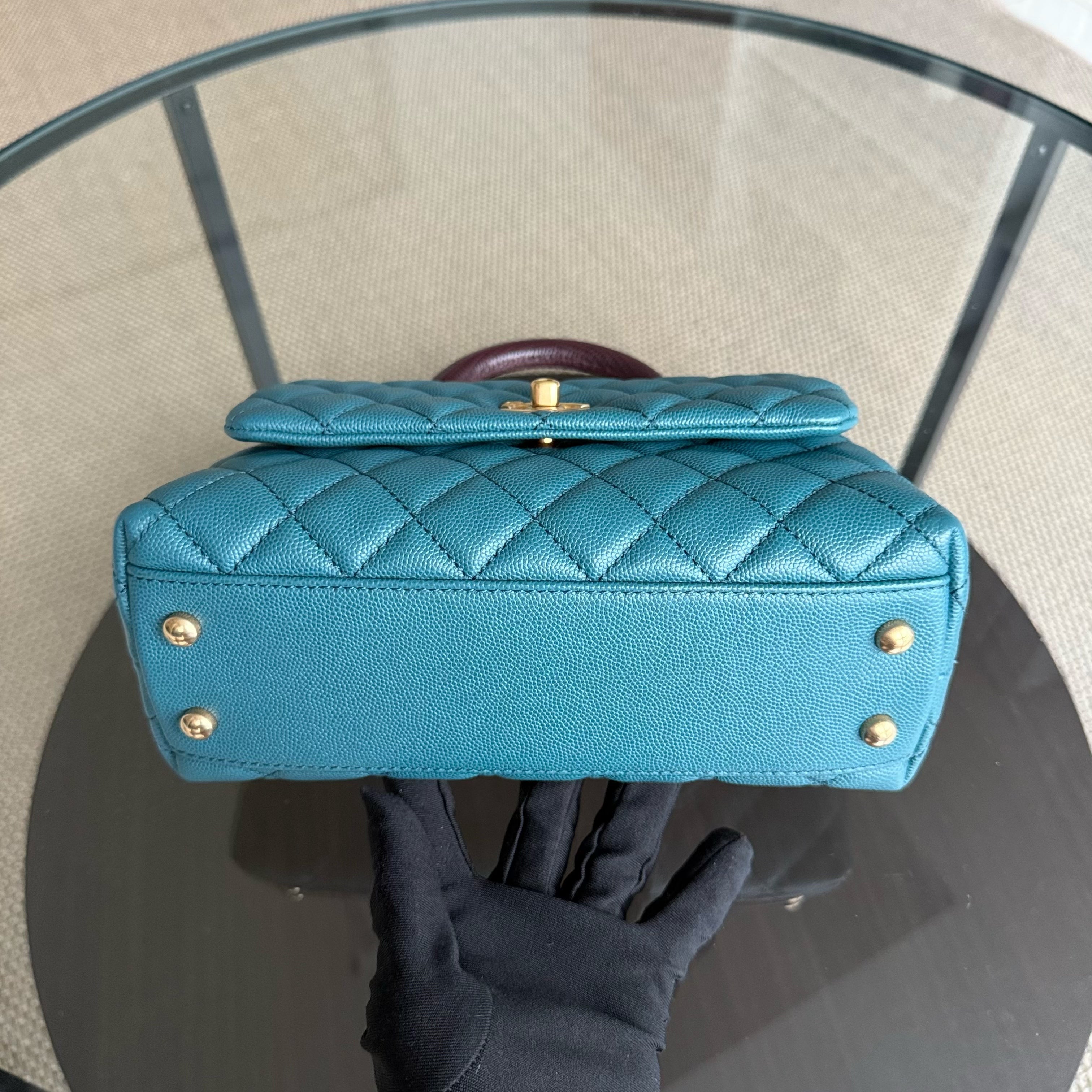 Chanel Coco Handle Small - Caviar Quilted Blue Gold Hardware Series 28